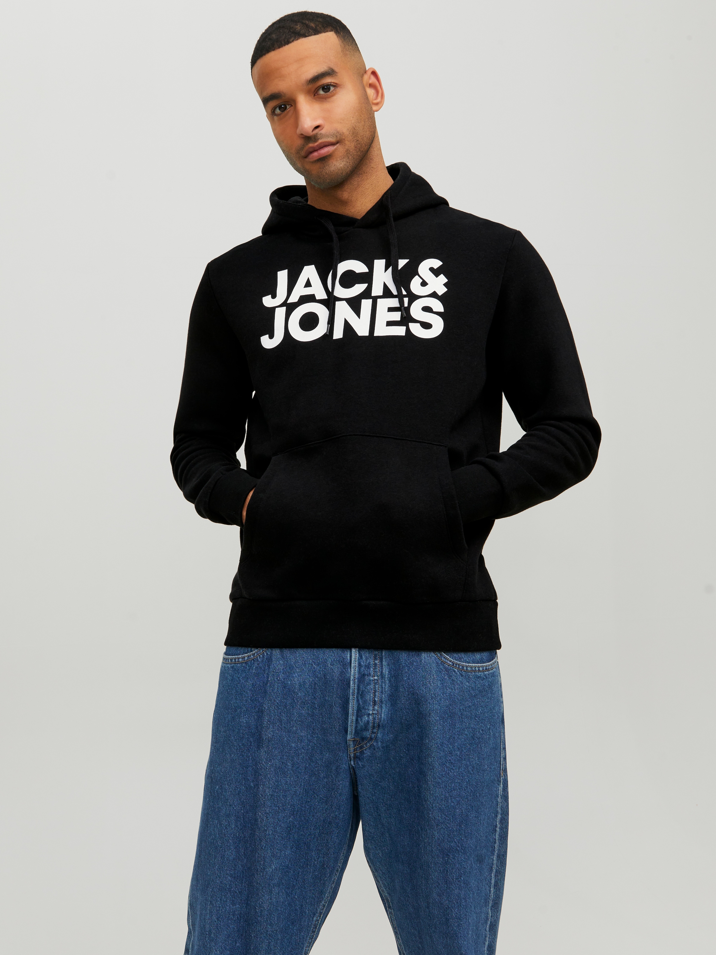 Jack & Jones Kapuzensweatshirt »JJECORP  Kapuze und Frontprint«, bedruckt, modisch, regular fit, Baumwollmischung, Rundhals
