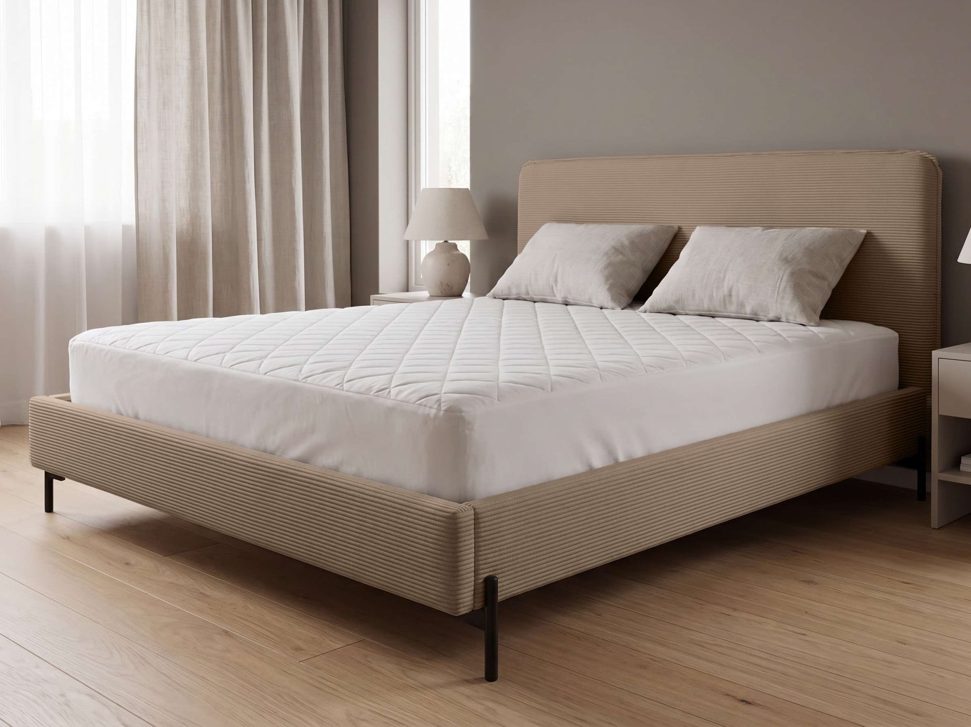 Home affaire Polsterbett »LAVOISIER Bettgestell mit Lattenrost, Breite 140/160/180/200 cm, Cord« Rahmenbett mit Kopfteil, ohne Matratze und Topper
