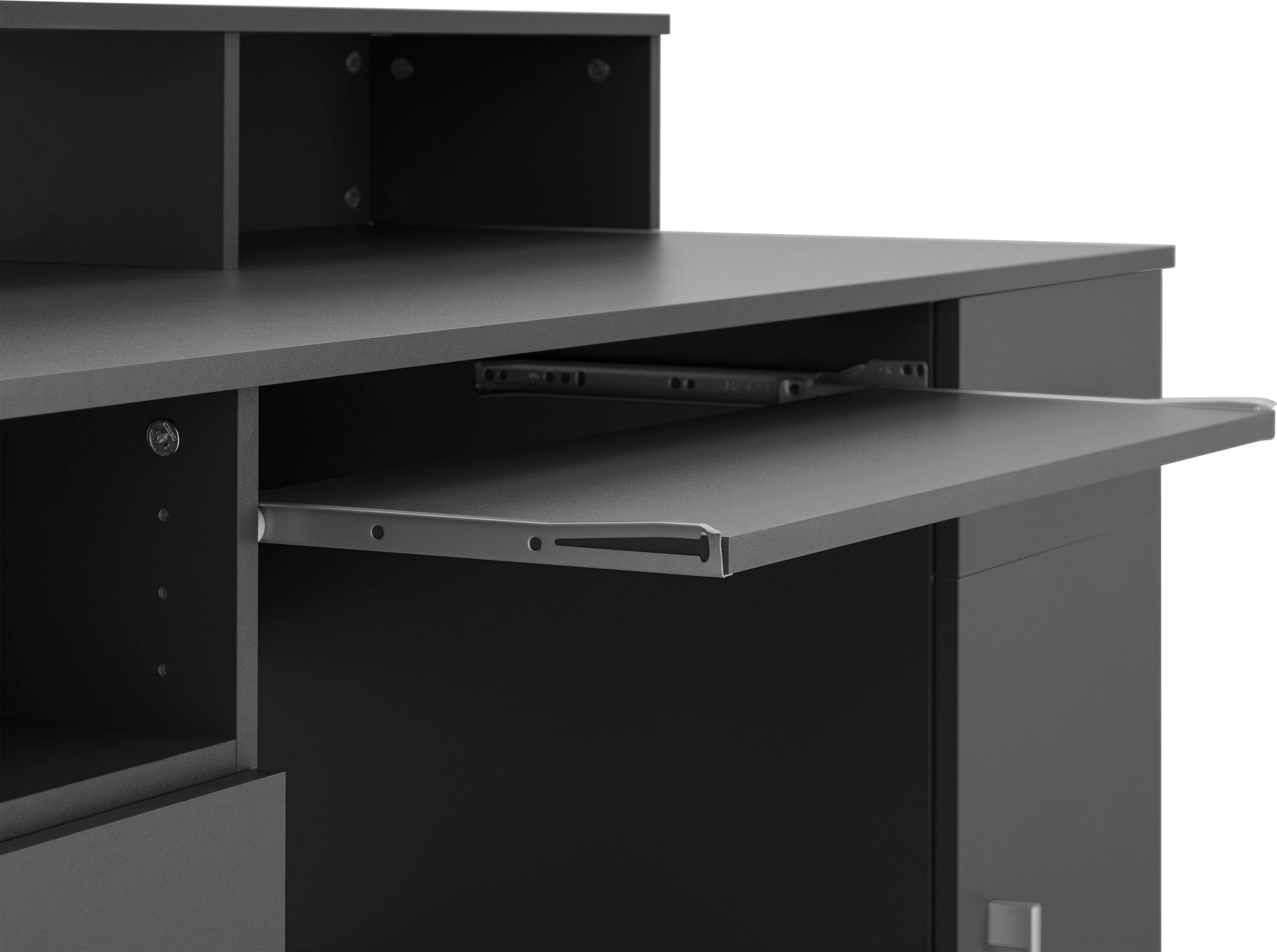 VOGL Möbelfabrik Schreibtisch »Timra mit Monitoraufsatz, Tastaturauszug & Towerfach,«, Breite 154 oder 178 cm, Made in Germany