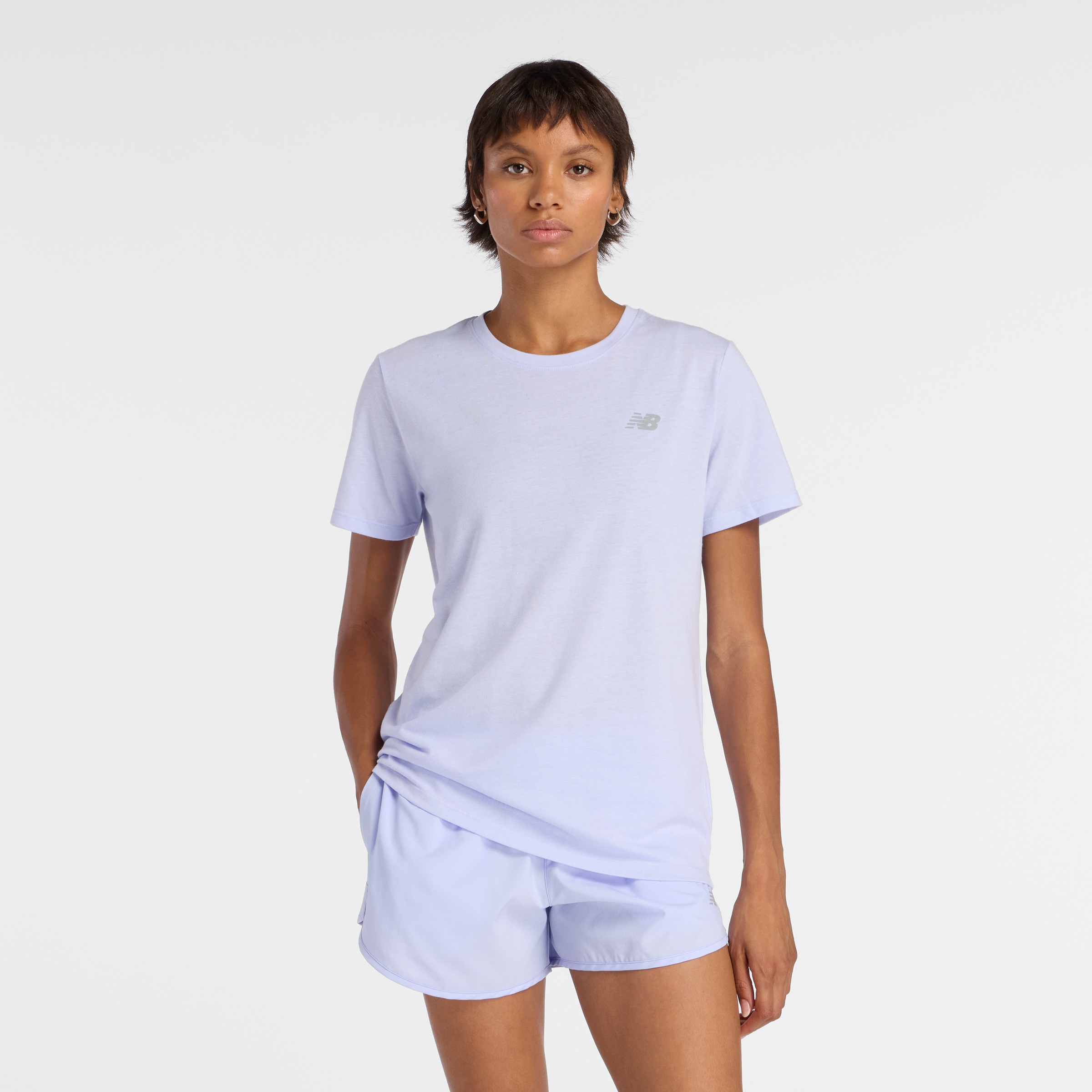 Image of New Balance Laufshirt "Sport Essentials Heathertech T-Shirt" kurze Ärmel, für Fitness-Workout, Rundhalsausschnitt