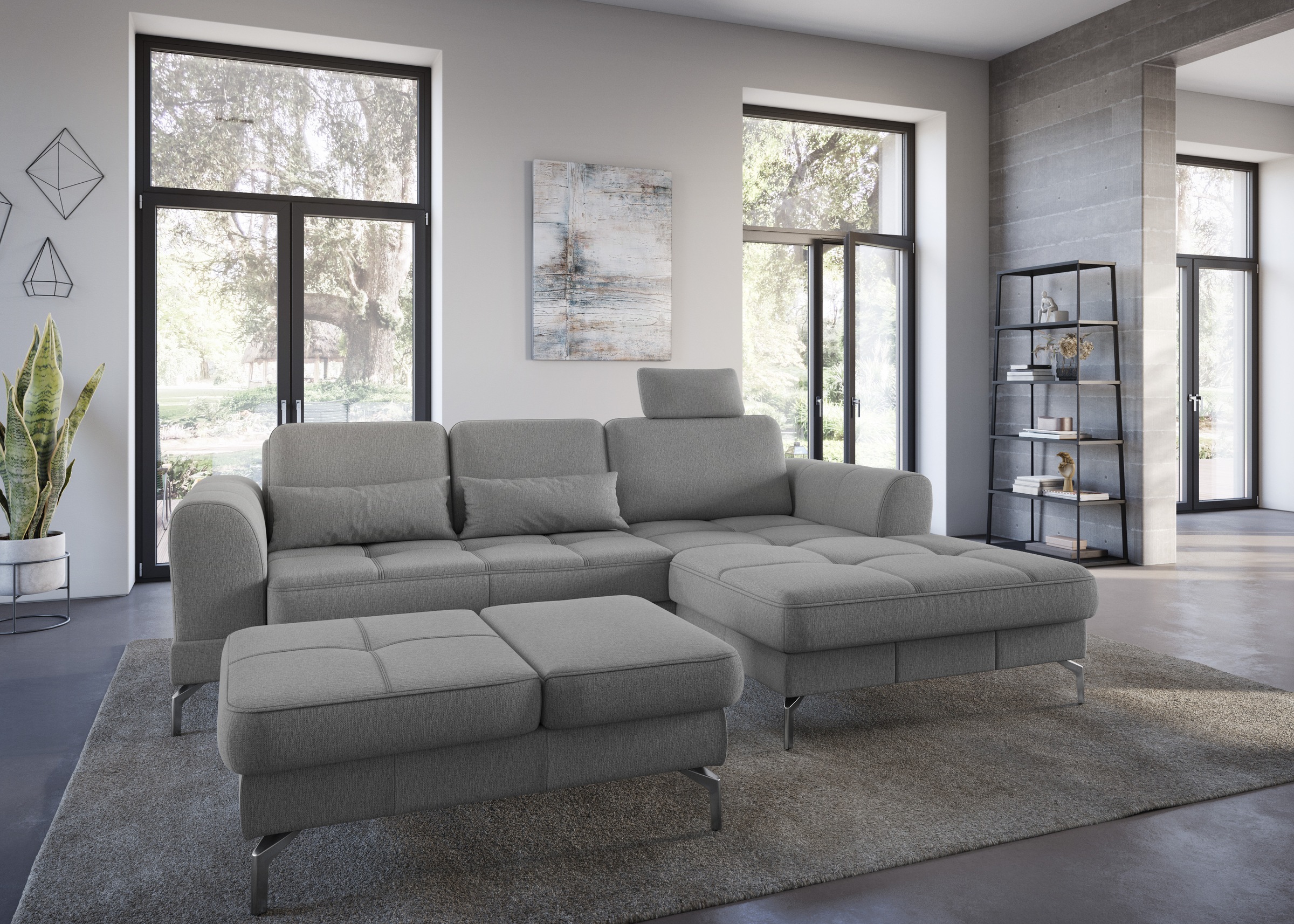 sit&more Ecksofa »Bendigo L-Form«, inklusive Sitztiefenverstellung, Bodenfreiheit 15 cm, 2 Fussfarben