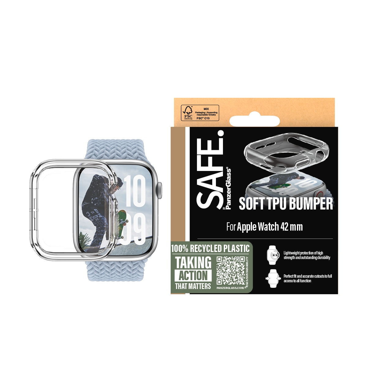 Image of SAFE by PanzerGlass Handyhülle "TPU Bumper für Apple Watch 10 42mm" Watch Backcover, Schutzhülle, Handyschutzhülle, Case, Schutzcase, stossfest