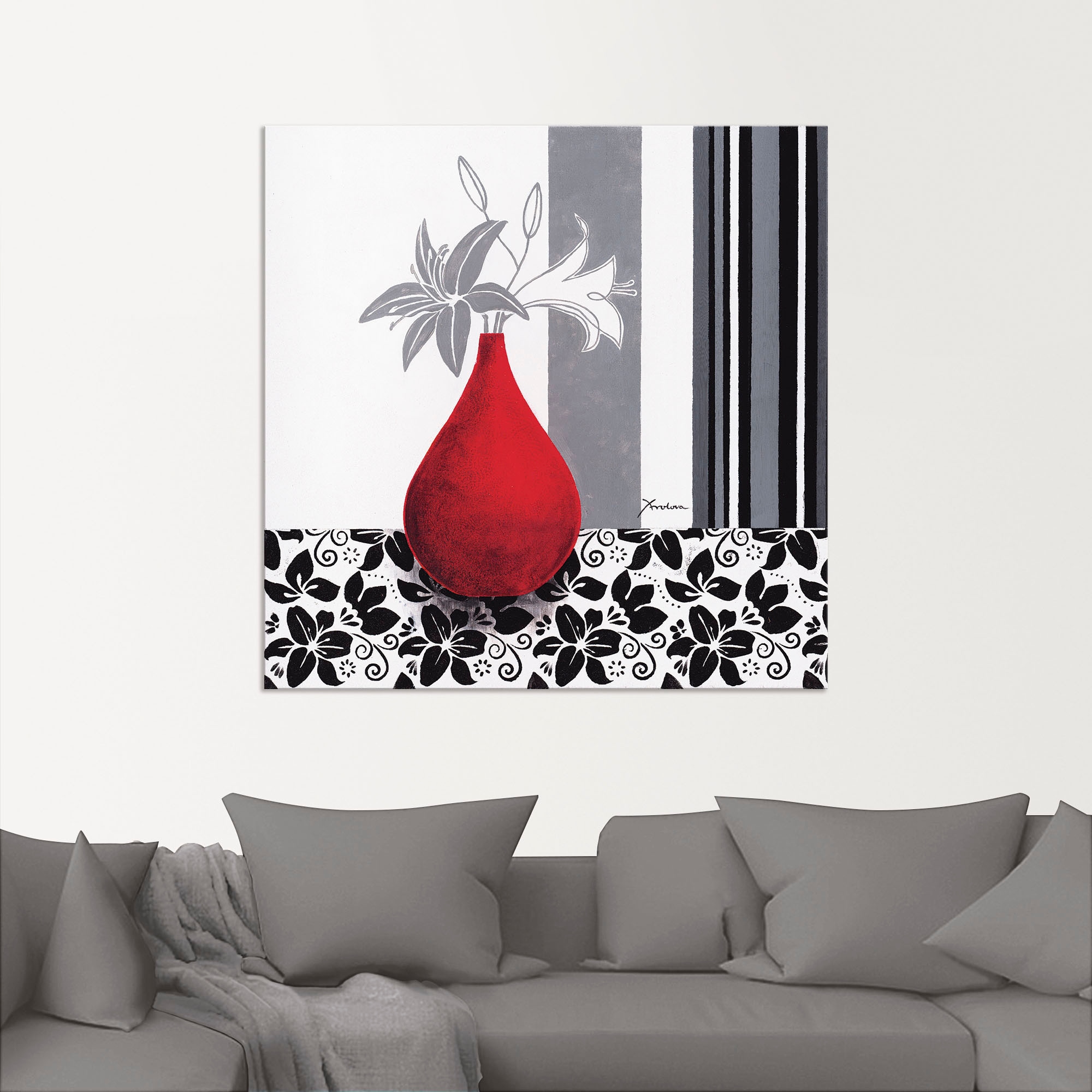 Artland Wandbild »Blumenmuster«, Vasen & Töpfe, (1 St.), als Alubild, Outdoorbild, Poster in verschied. Grössen