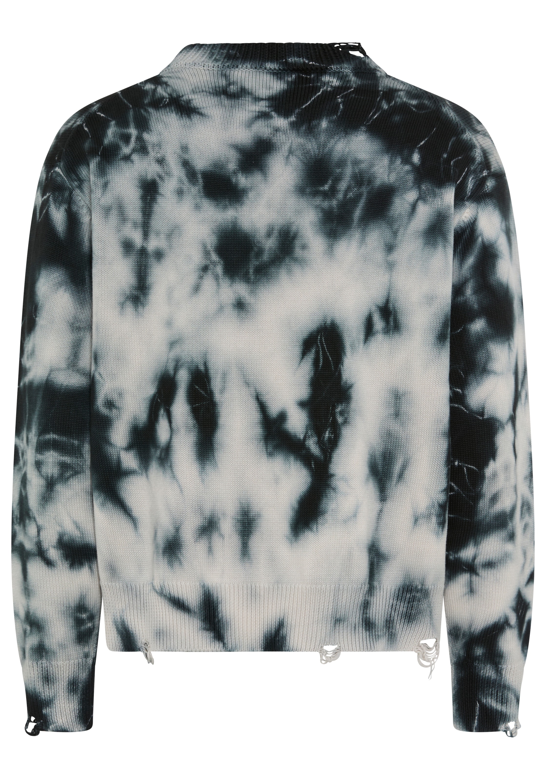 HUGO Blue Strickpullover Batik-Effekt, Oversized Fit, gedrucktes HUGO-Logo