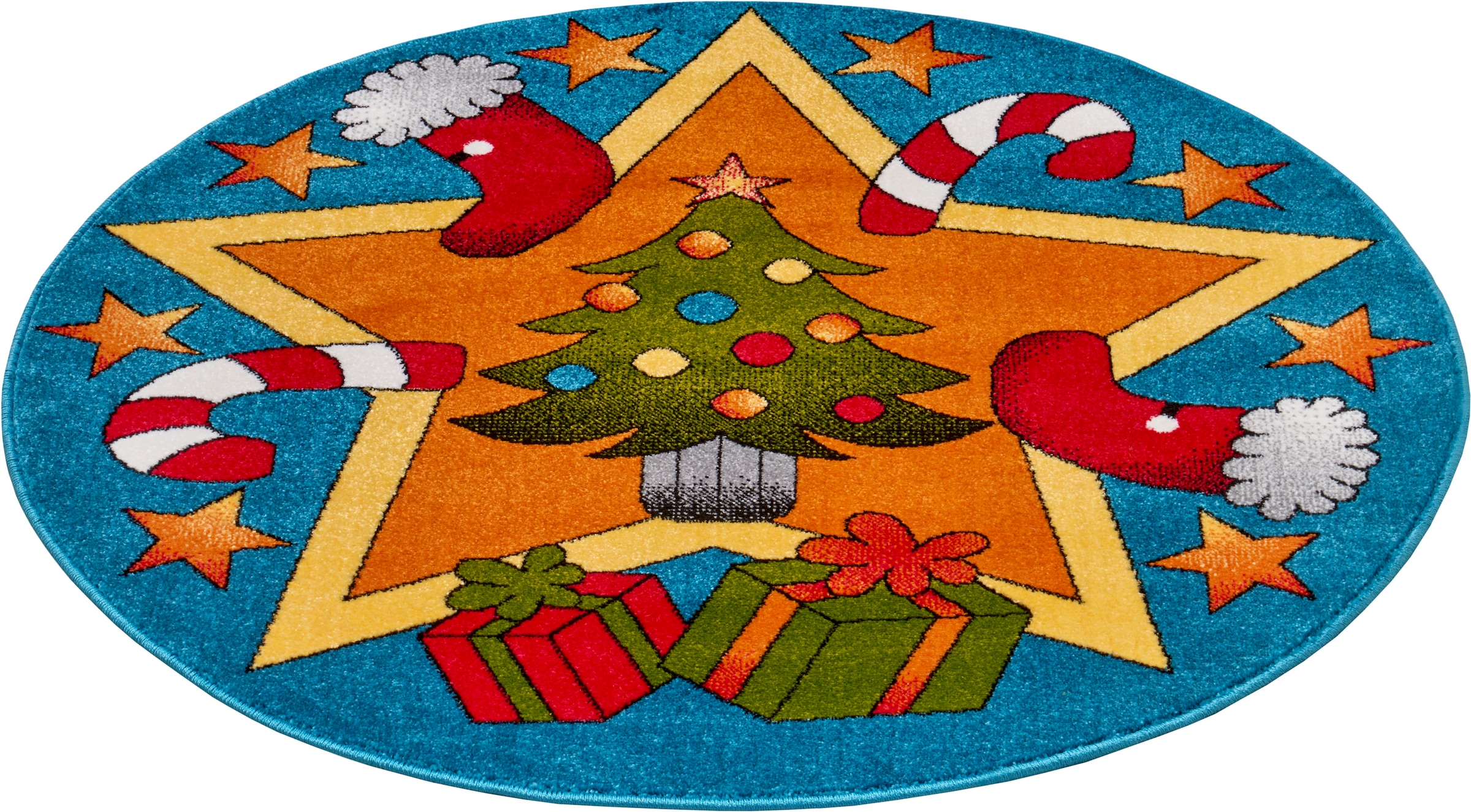 Image of HANSE Home Teppich »Christmas Time«, rund, 9 mm Höhe, Weicher Flor, Farbenfrohes Design, Kinderzimmer, Spielunterlage, Festlich, strapazierfähig, pflegeleicht bei Ackermann Versand Schweiz