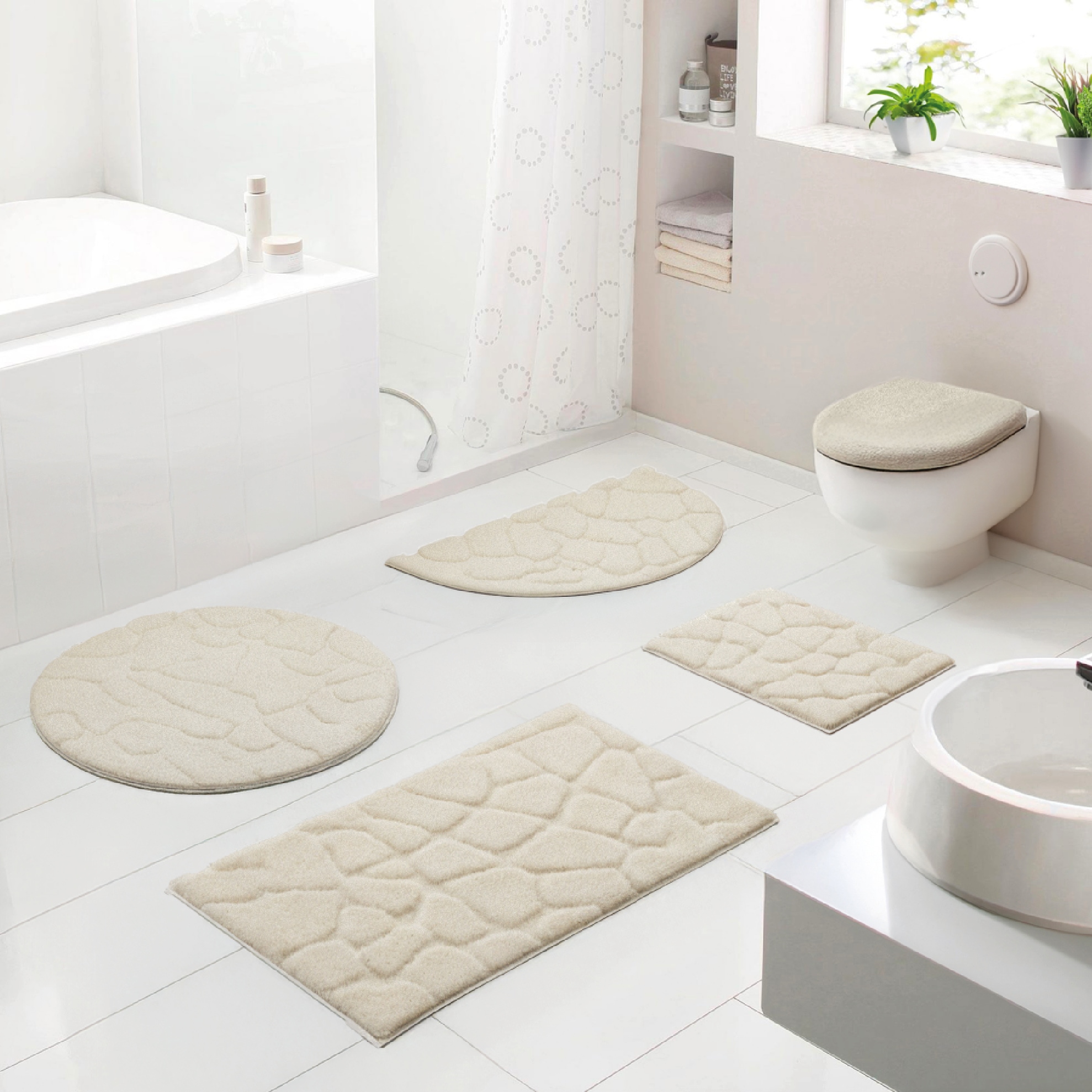 Image of Grund Badematte "Ashtar, Badvorleger, Badezimmer Teppich, 3D-Design" Höhe 20 mm rutschhemmend beschichtet schnell trocknend Hoch-Tief-Design mit organischer Steinoptik, Made in Europe
