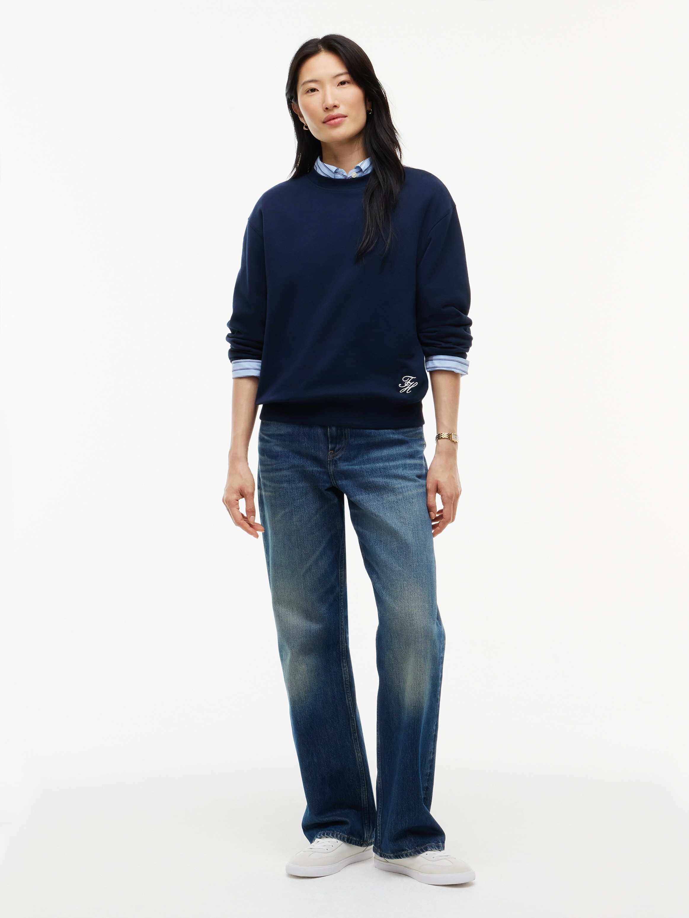 Tommy Hilfiger Sweatshirt »SCRIPT TERRY MDRN C-NK SWTSHIRT«, Baumwolle
