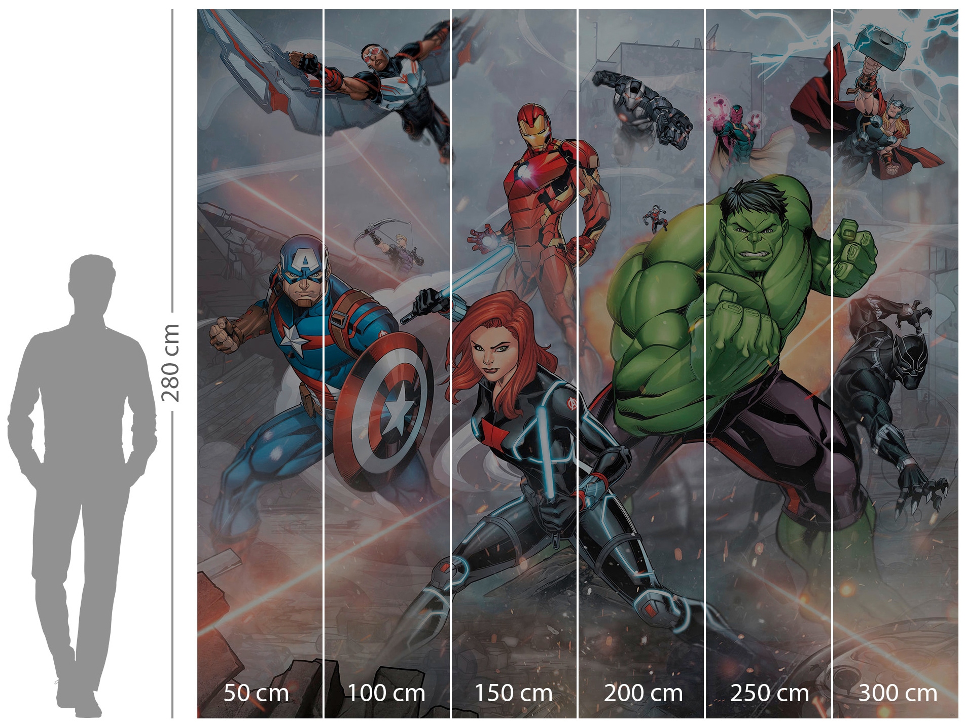 (Breite kaufen »Avengers cm Street Höhe) Komar 300x280 bedruckt-Comic-Retro-mehrfarbig, x Revenge«, Fototapete