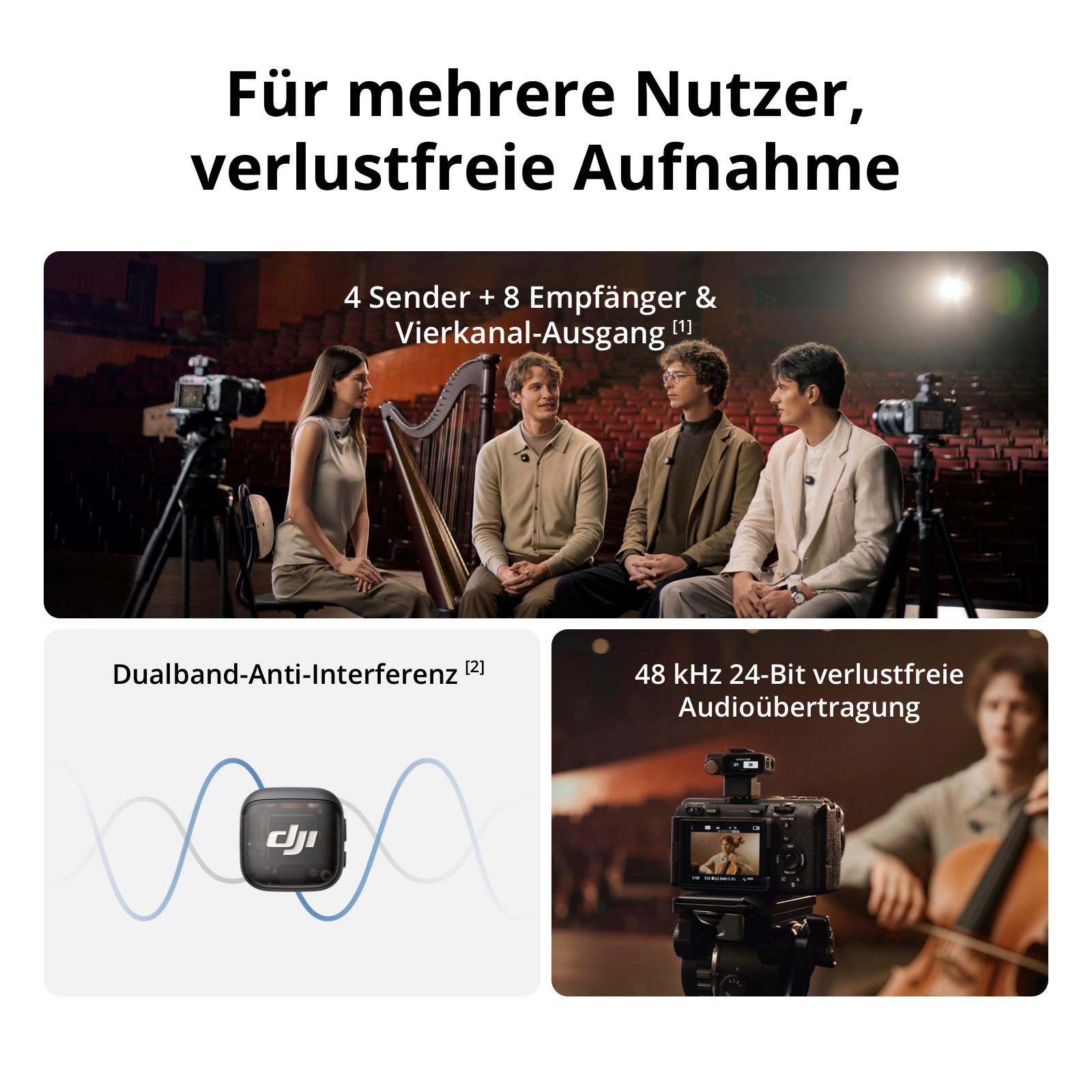 DJI Microphone »Mic 3 (2 Sender + 1 Empfänger + Ladeschale)«