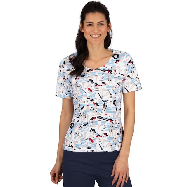 ♕ Trigema T-Shirt »TRIGEMA T-Shirt mit weitem Ausschnitt und Druck«  versandkostenfrei bestellen