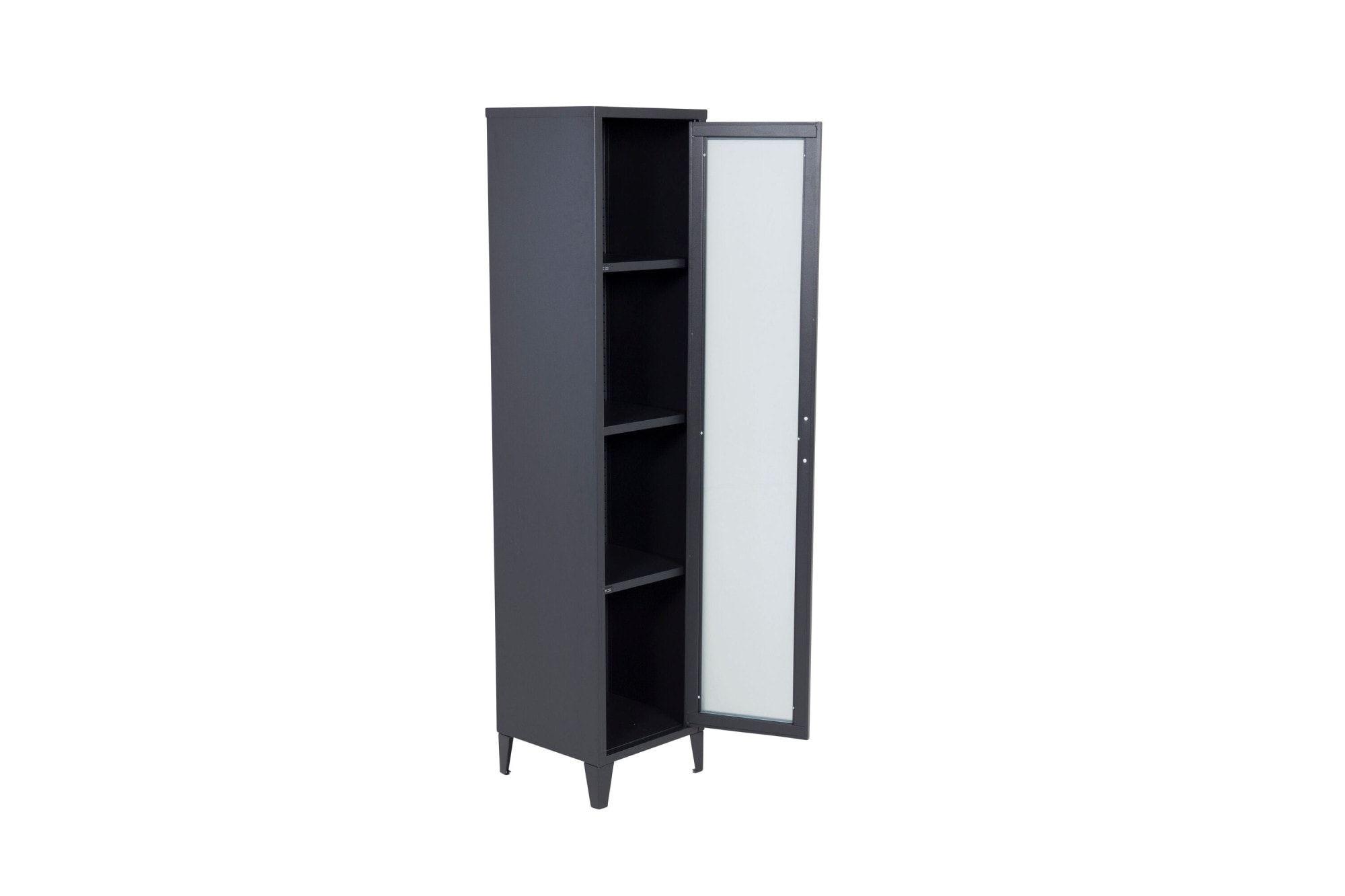 Venture Home Vitrine »Acero, schmaler Stauraumschrank in Schwarz-Stahl, Höhe 150 cm« Pulverbeschichtung, schmal, hoch, mordern