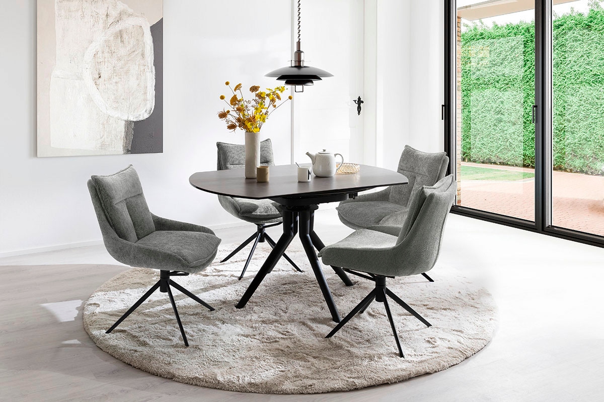 MCA furniture Esstisch »RUBIKON Vierfusstisch 90-135 cm«, (Einzelstück), Keramik, Metall, Längsseitenauszug, ausziehbar, 13 mm