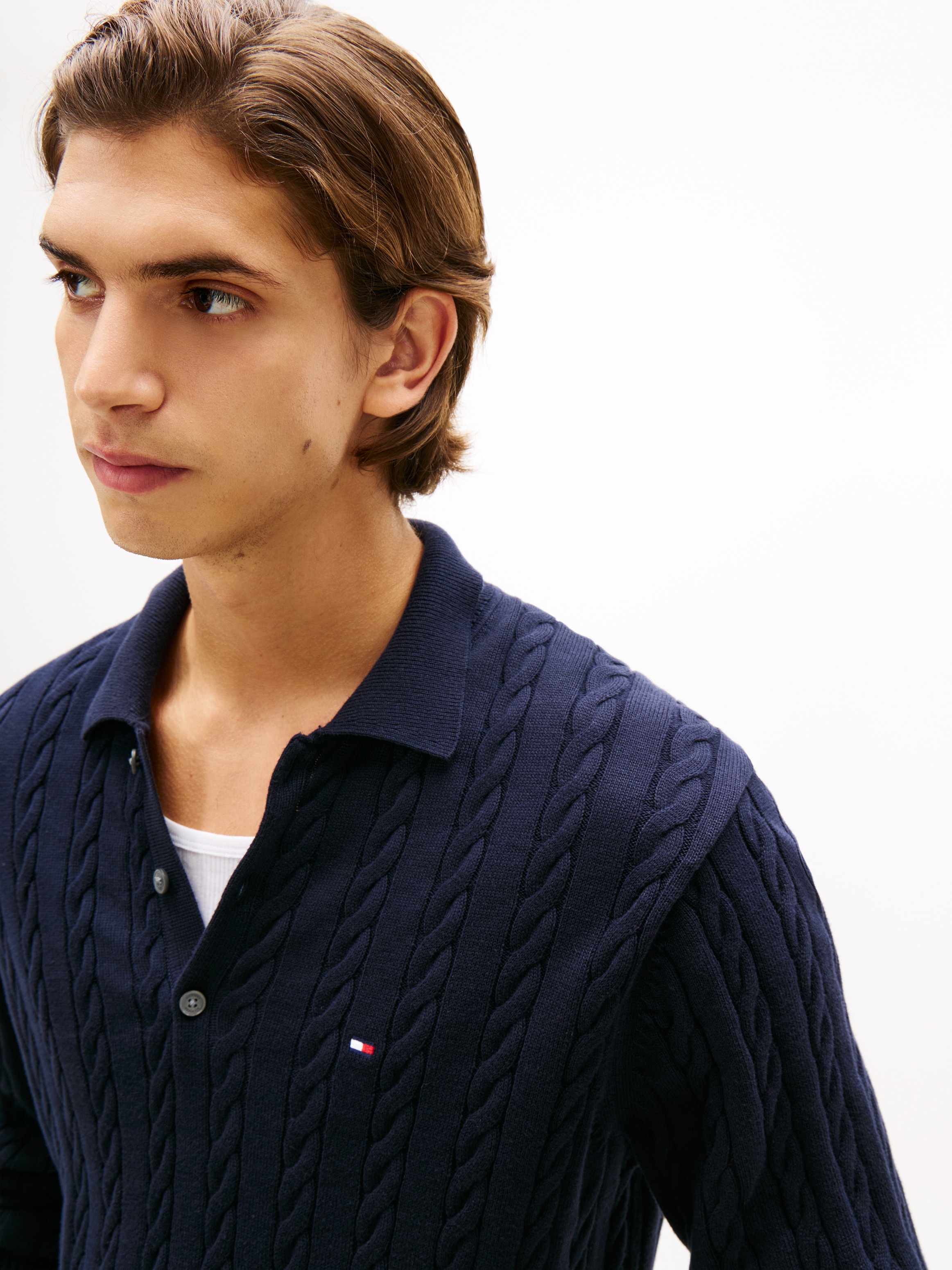 Tommy Hilfiger Polokragenpullover »CLASSIC COTTON CABLE« mit Zopfmuster, regular fit