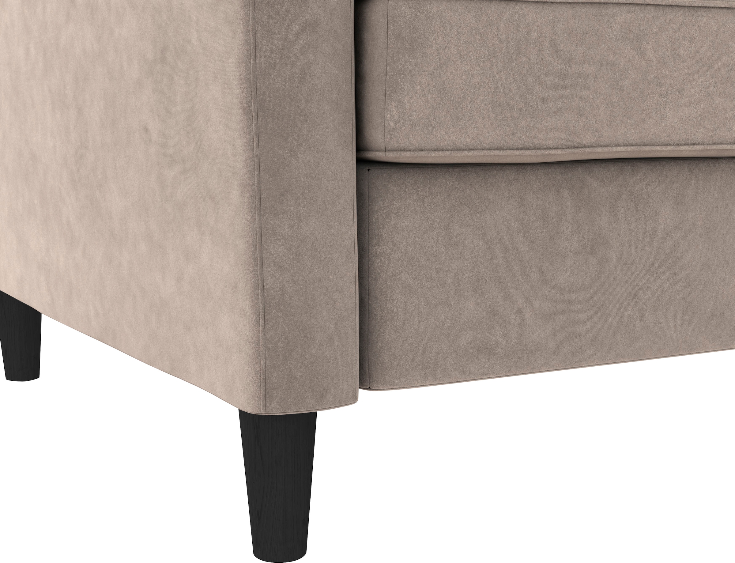 Dorel Home Ecksofa mit Schlafffunktion, Recamiere mit Stauraum beidseitig montierbar, Rückenlehne 2-teilig und 3-fach verstellbar