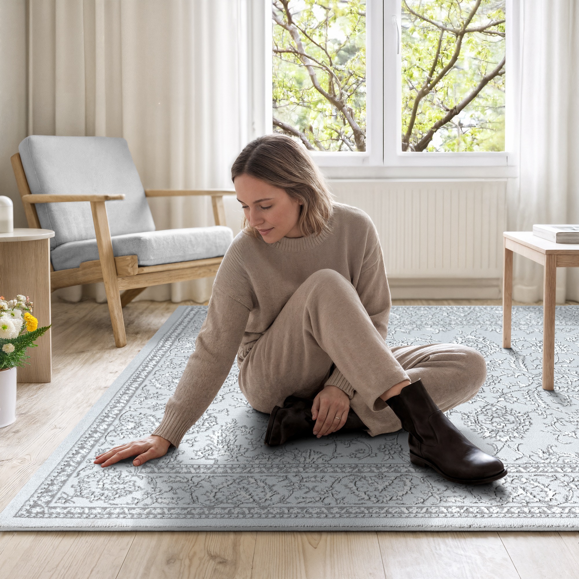 Sanat Teppich »Harmony 3221, auch als Läufer und rund« rechteckig 12 mm Höhe Wohnzimmer, Kurzflor, modern,  Orient Optik, Schlafzimmer