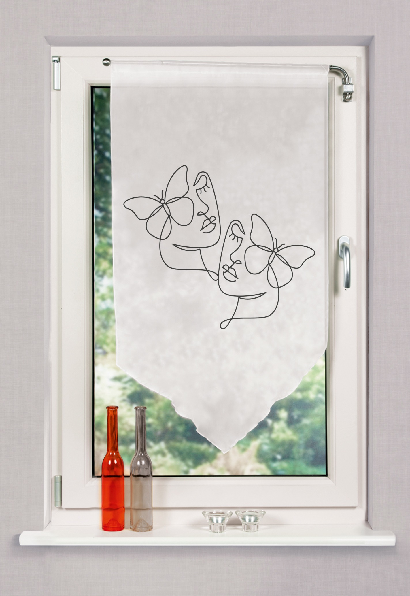 Image of HOME WOHNIDEEN Scheibengardine "SYLIA" Stangendurchzug 1 Stk. tlg. DIGITALBEDRUCKT, VOILE, SCHAUBE