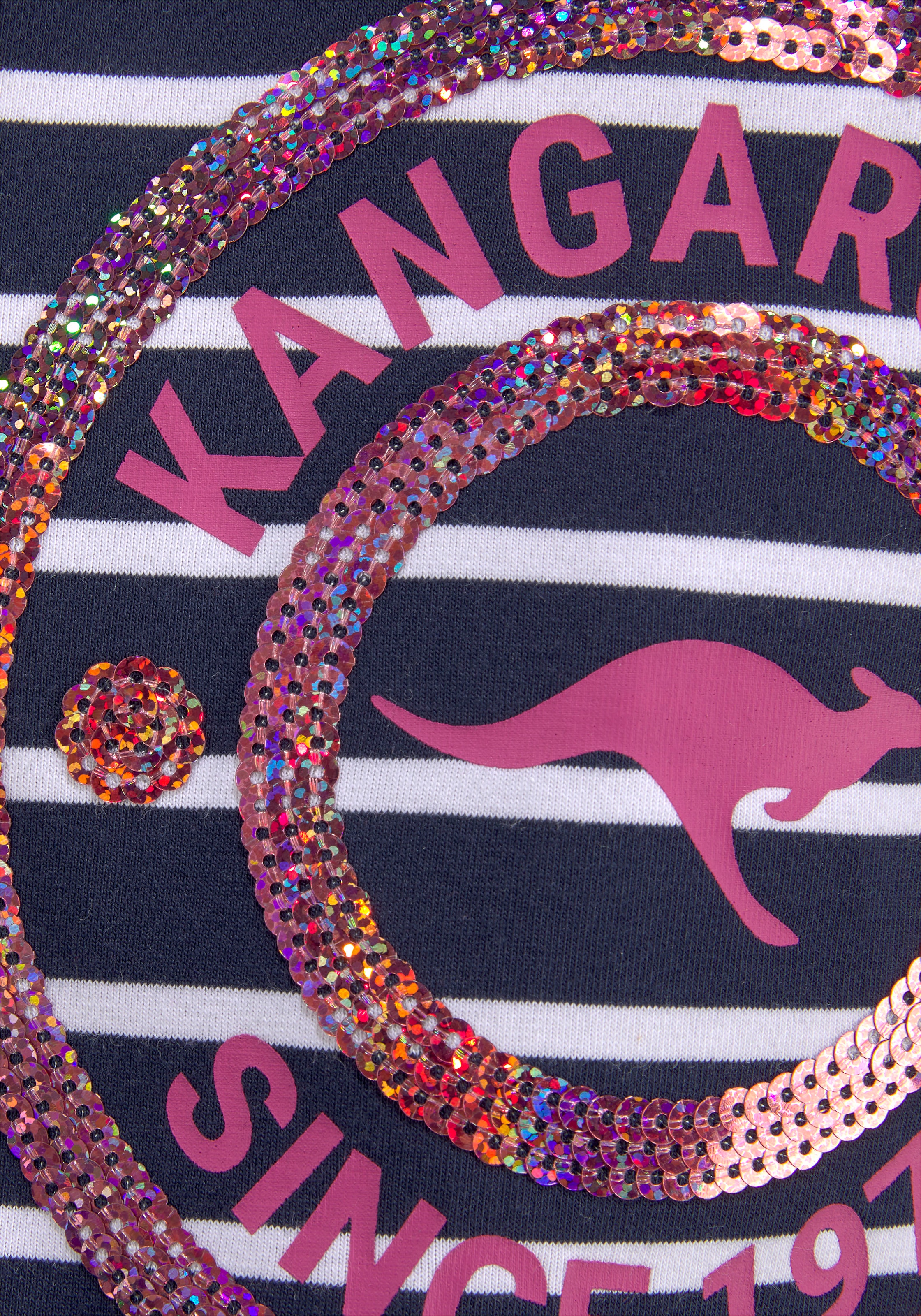 KangaROOS Langarmshirt »Ringelshirt mit Paillettenapplikation«, taillierte Passform, aus Jerseystoff