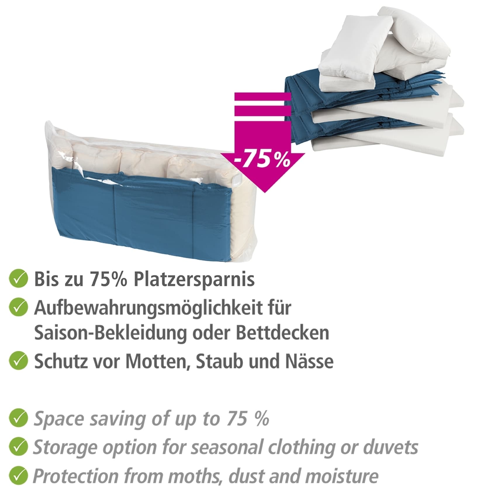 WENKO Vakuumierbeutel »Vakuum Jumbo Cube XXL« extra grosser Vakuumbeutel für Kleidung, Gartenpolster & Bettdecken