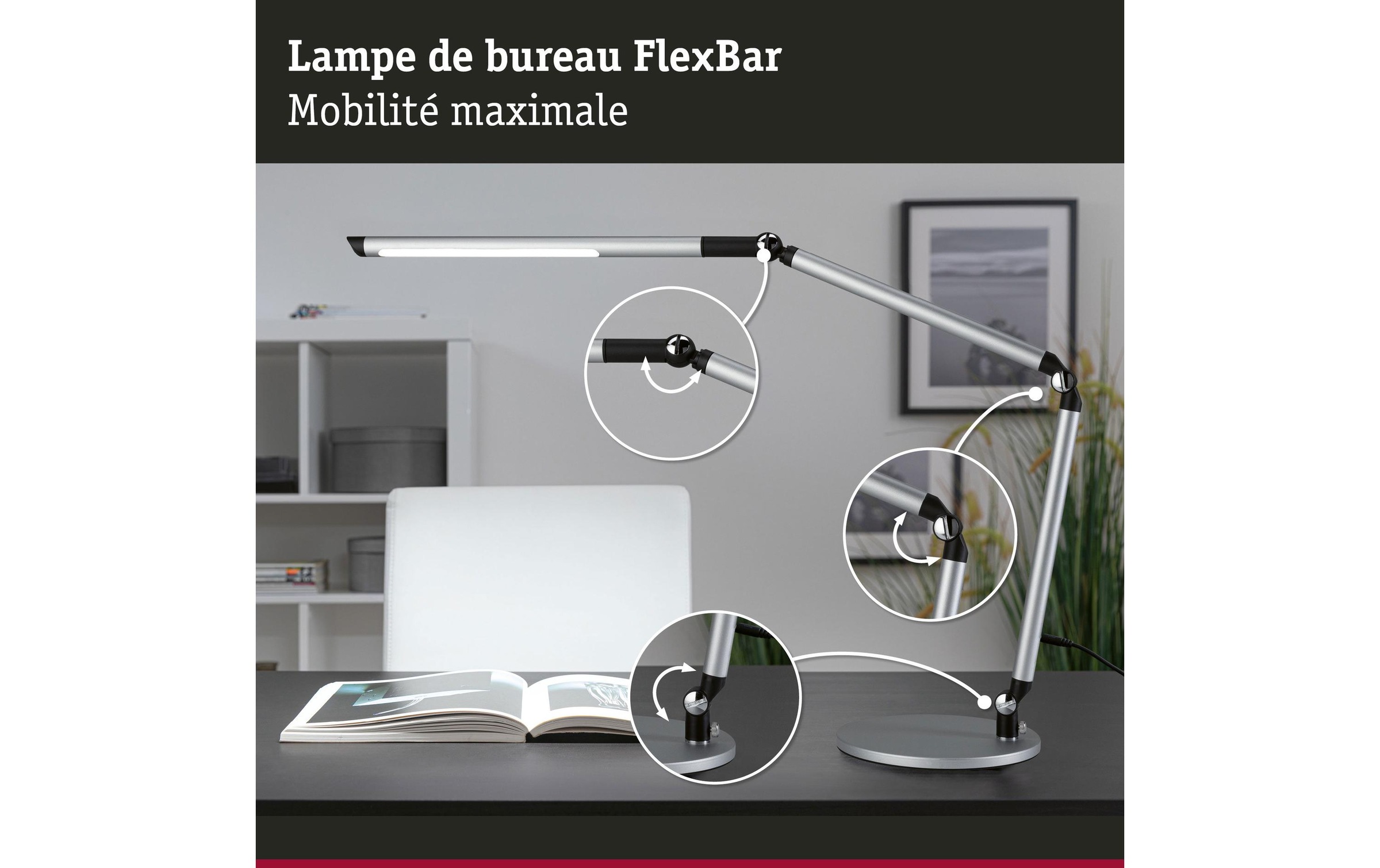Paulmann Lampe de bureau LED »Paulmann Schreibtischleuchte LED 3-Step-Dim Silber« Module LED Blanc froid | blanc chaud