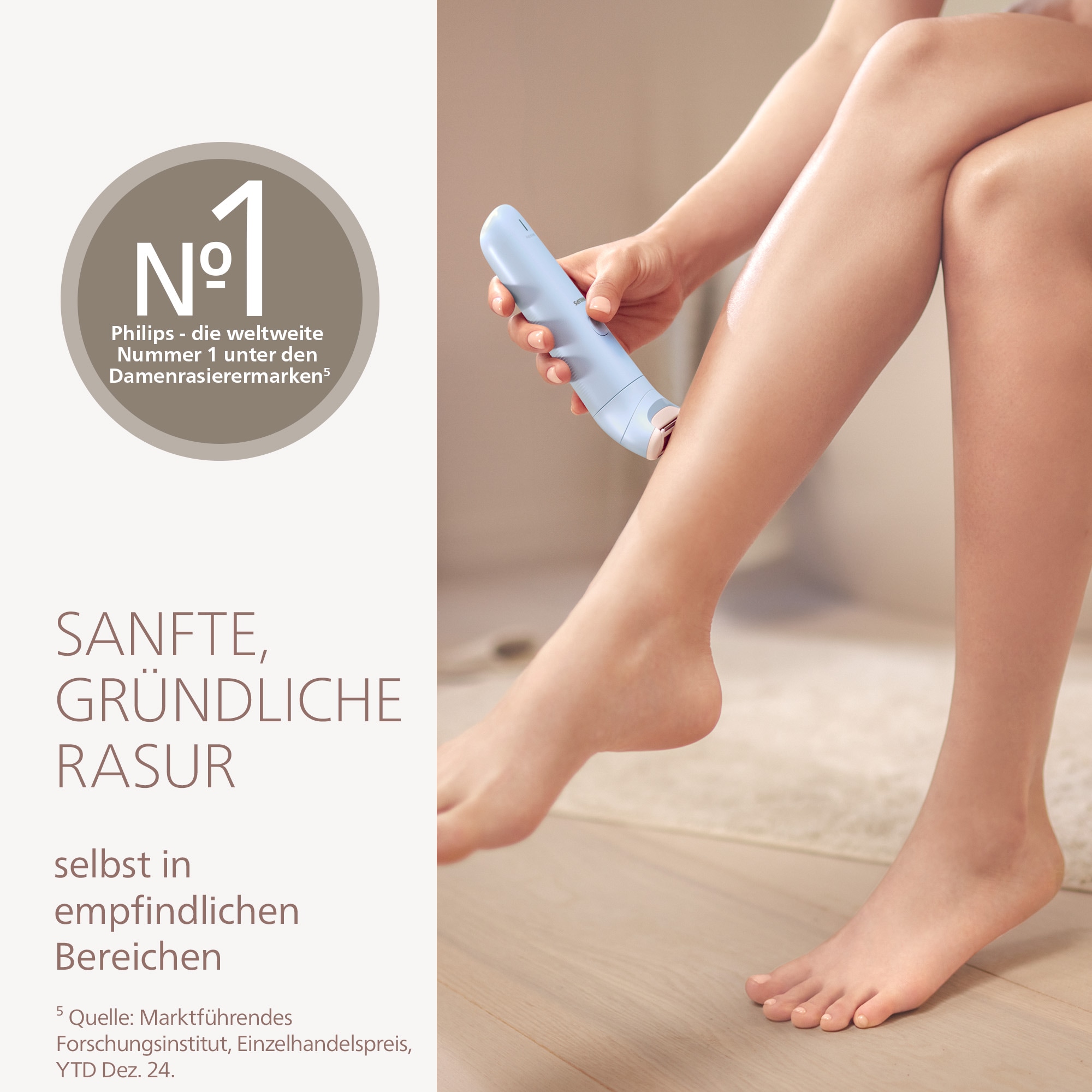 Philips Rasoirs électriques »Lady Shaver Series 6000« 1 cuis Aufsätze kabelloser Rasierer, nass und trocken, inkl. Trimmeraufsatz