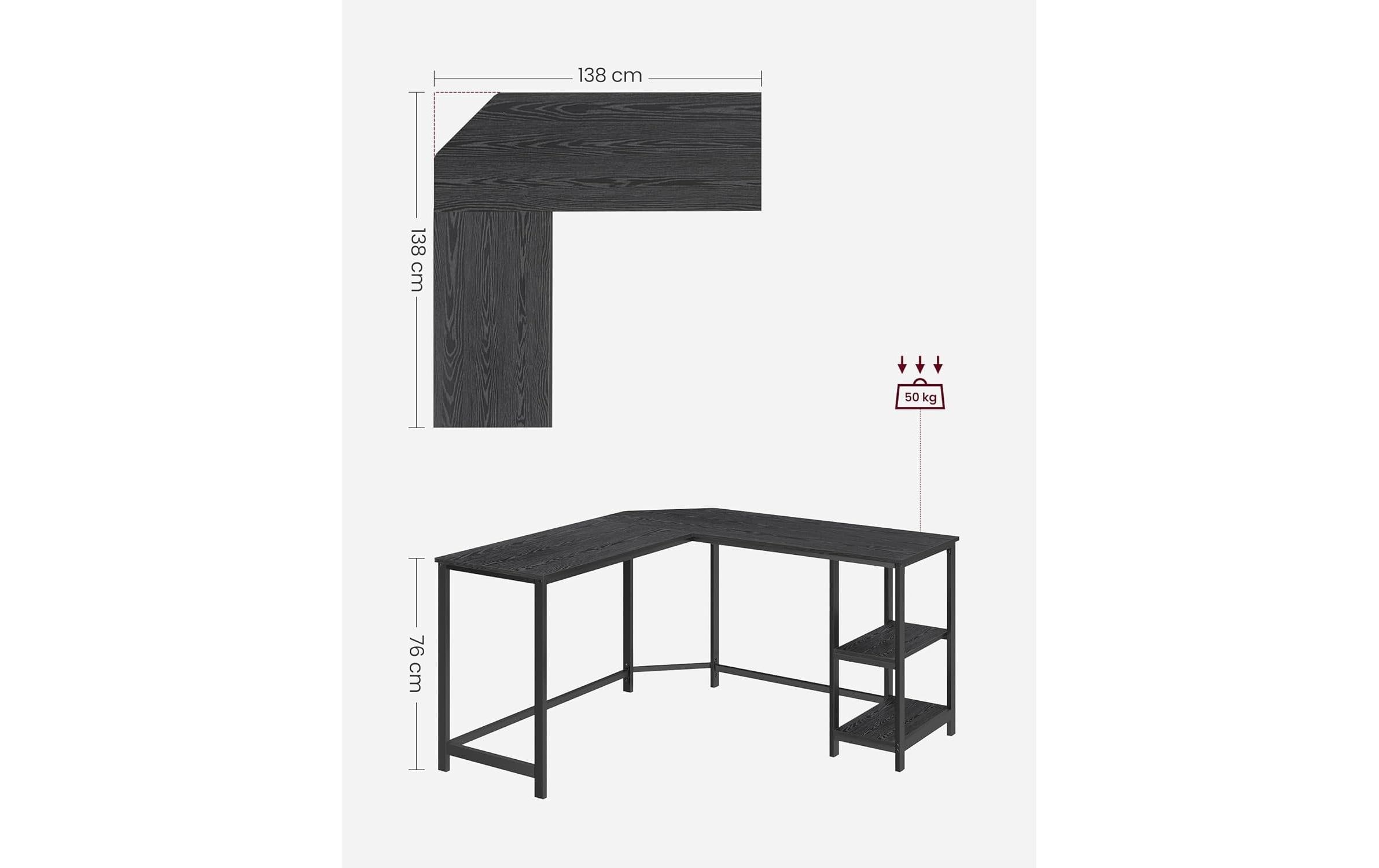 VASAGLE Schreibtisch "in L-Form 138 x 138 cm"