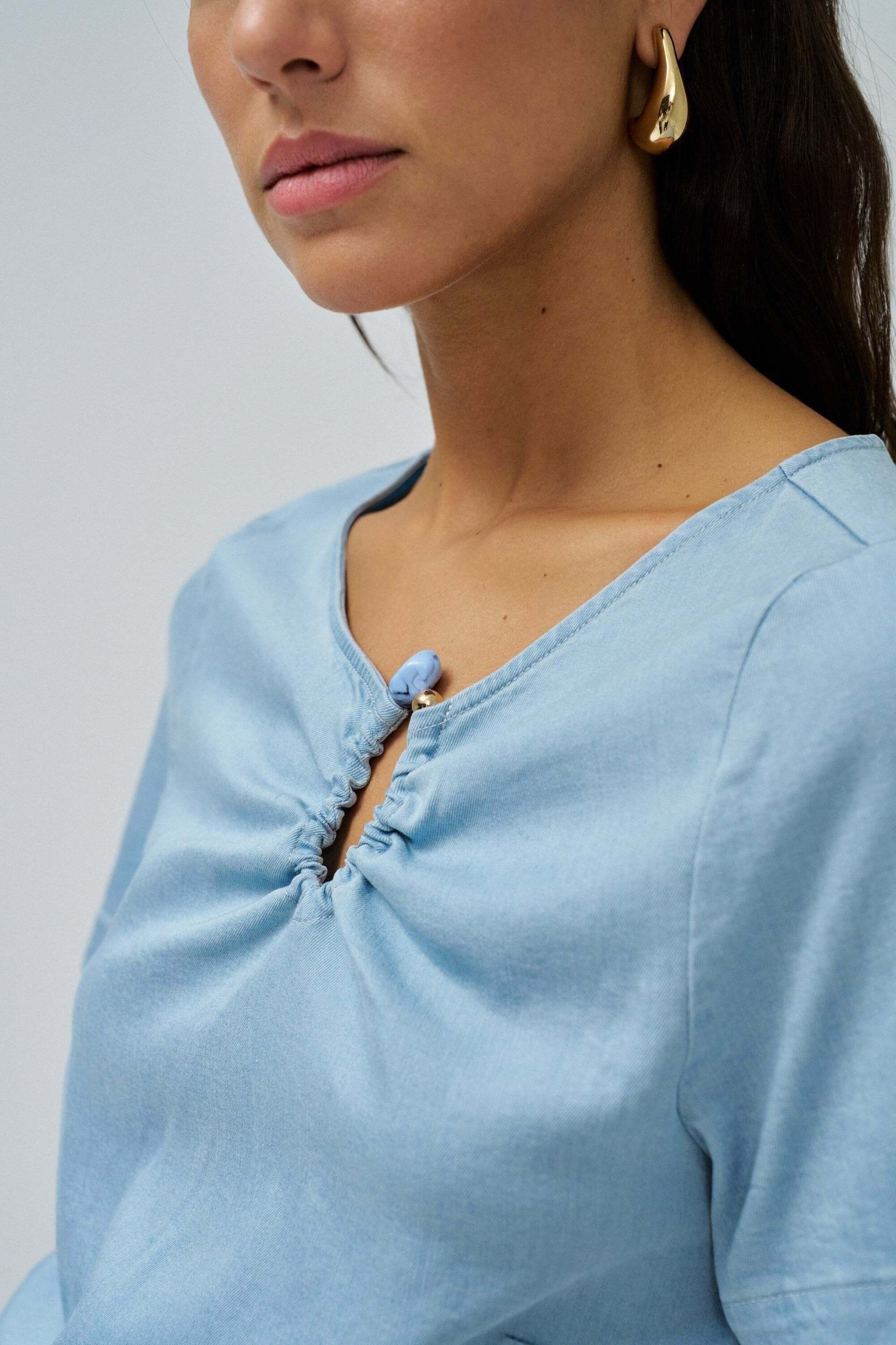 Salsa Kurzarmbluse »Salsa Jeans Kurzarmbluse Lightdenim Blouse Metalic Detail«