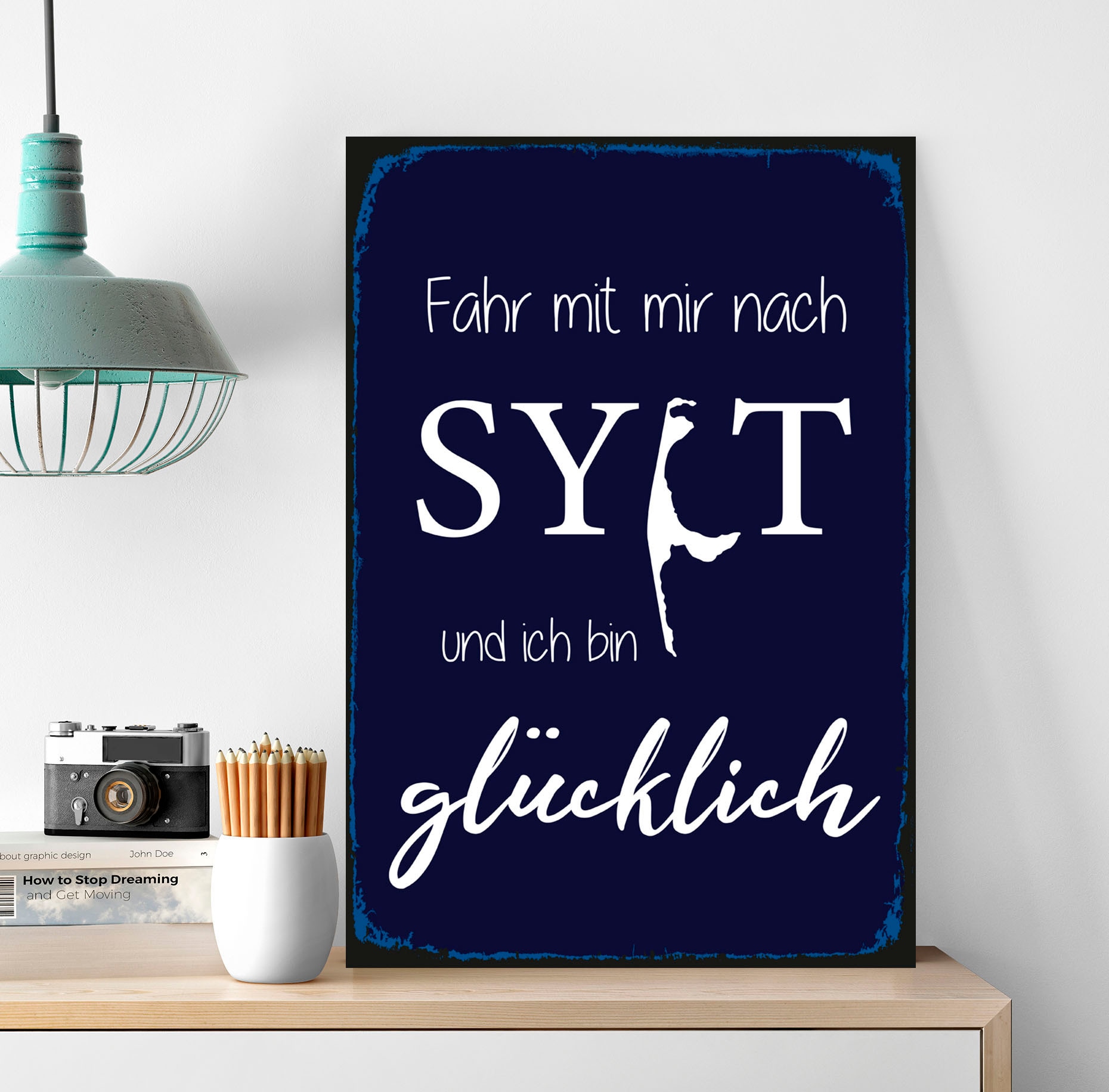 Image of queence Metallbild "Sylter Glück" Schriftzug Schriftzüge Sprüche Sprüche & Texte 1 Stk. tlg. Stahlschilder