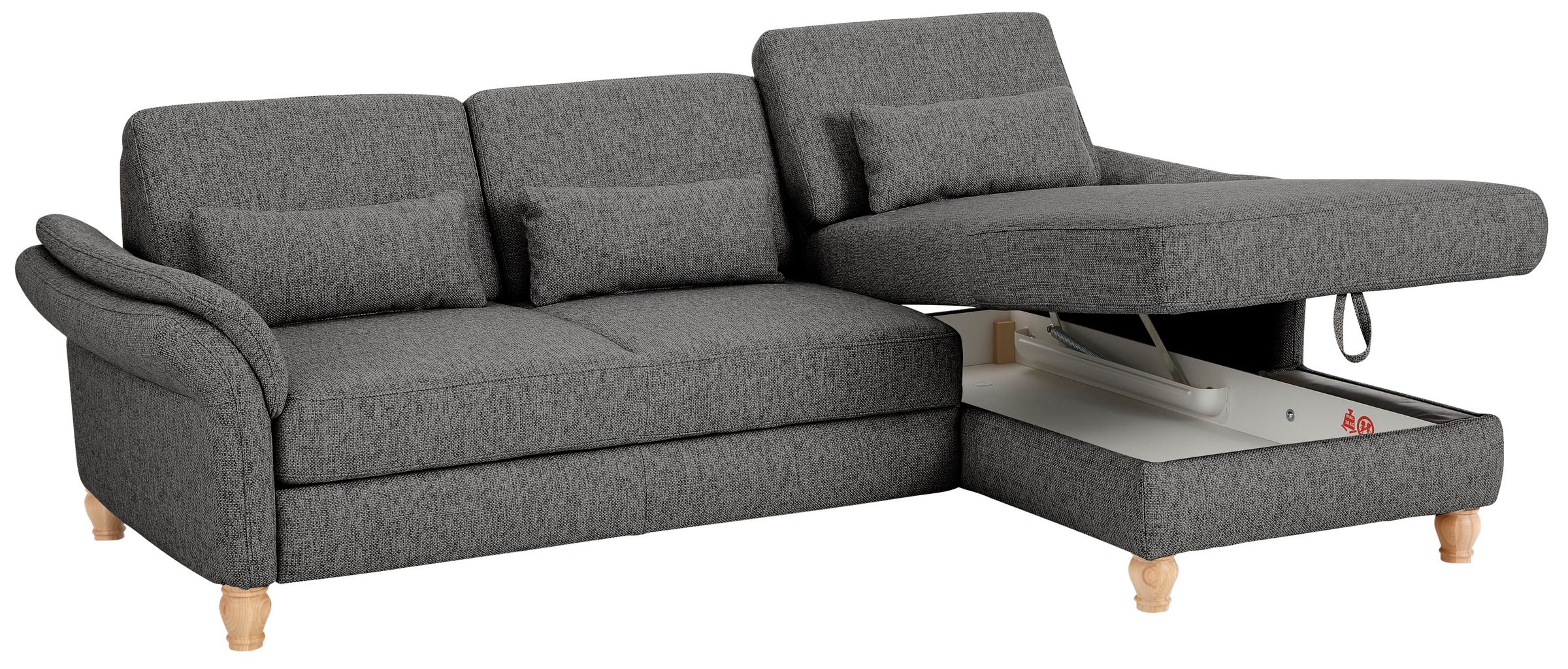 Home affaire Ecksofa »Palace L-Form«, incl. Sitztiefenverstellung, wahlweise mit Bettfunktion und Stauraum