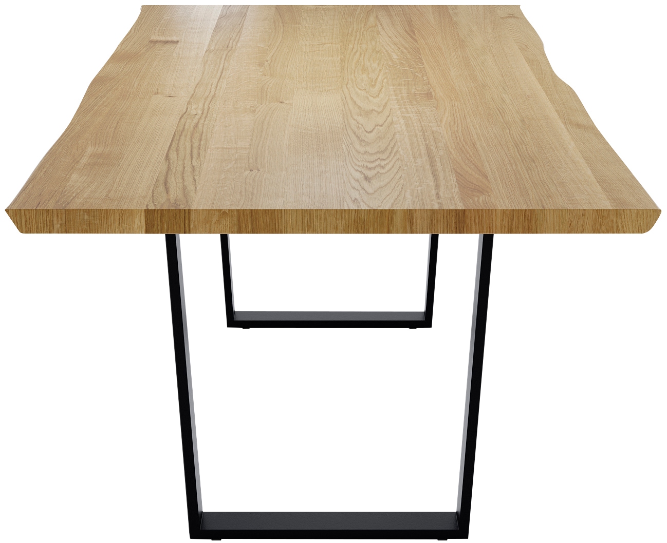massivline&more Table de salle à manger »Oviedo 4, Kufentisch, Küchentisch, Tisch, Holztisch« 2 cuis tlg. avec bord naturel et plateau massif, dimensions : 200 x 100 cm