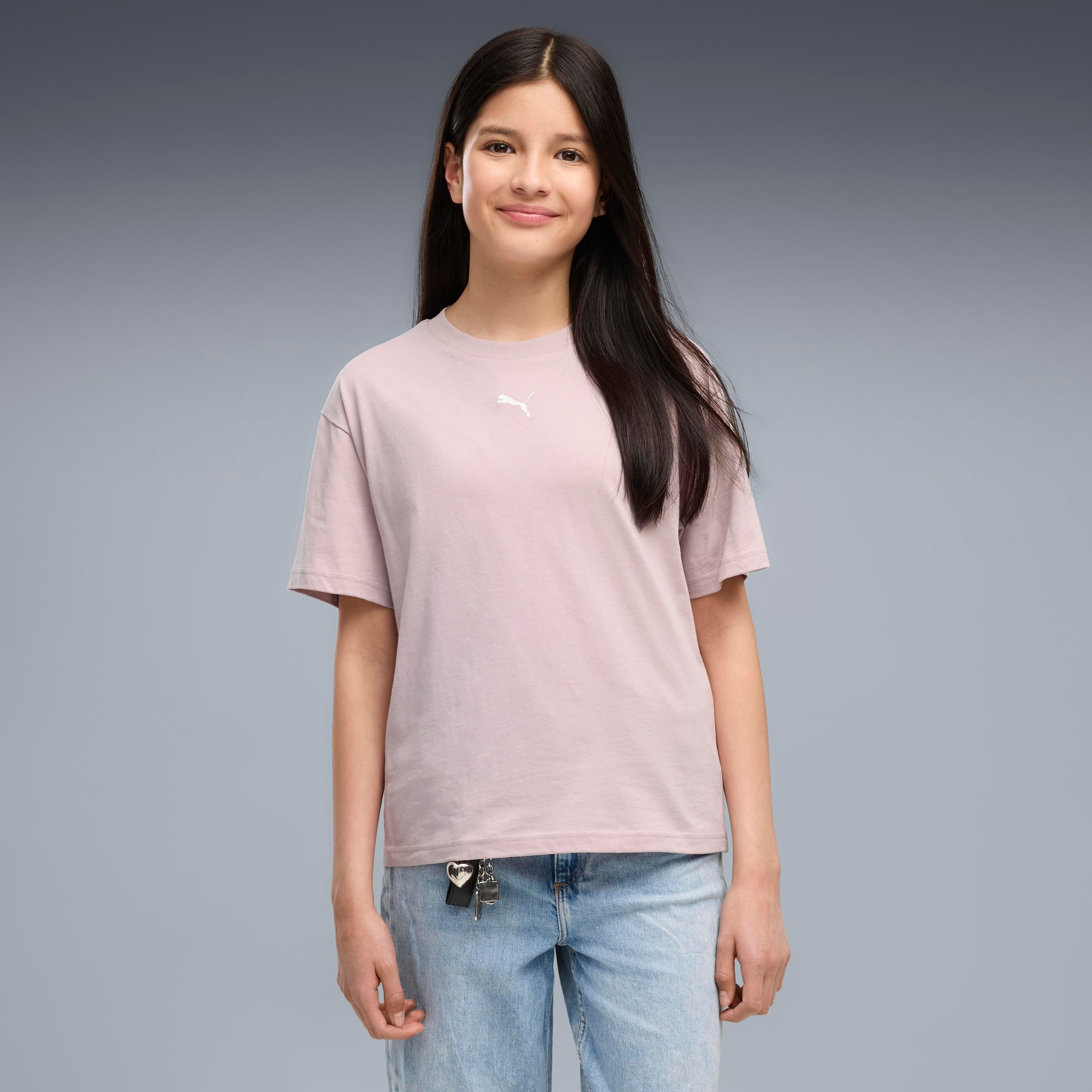 Image of PUMA T-Shirt "ESS CENTERED CAT LOGO BOXY TEE G" kastenförmiges Shirt, Kurzarm, modern