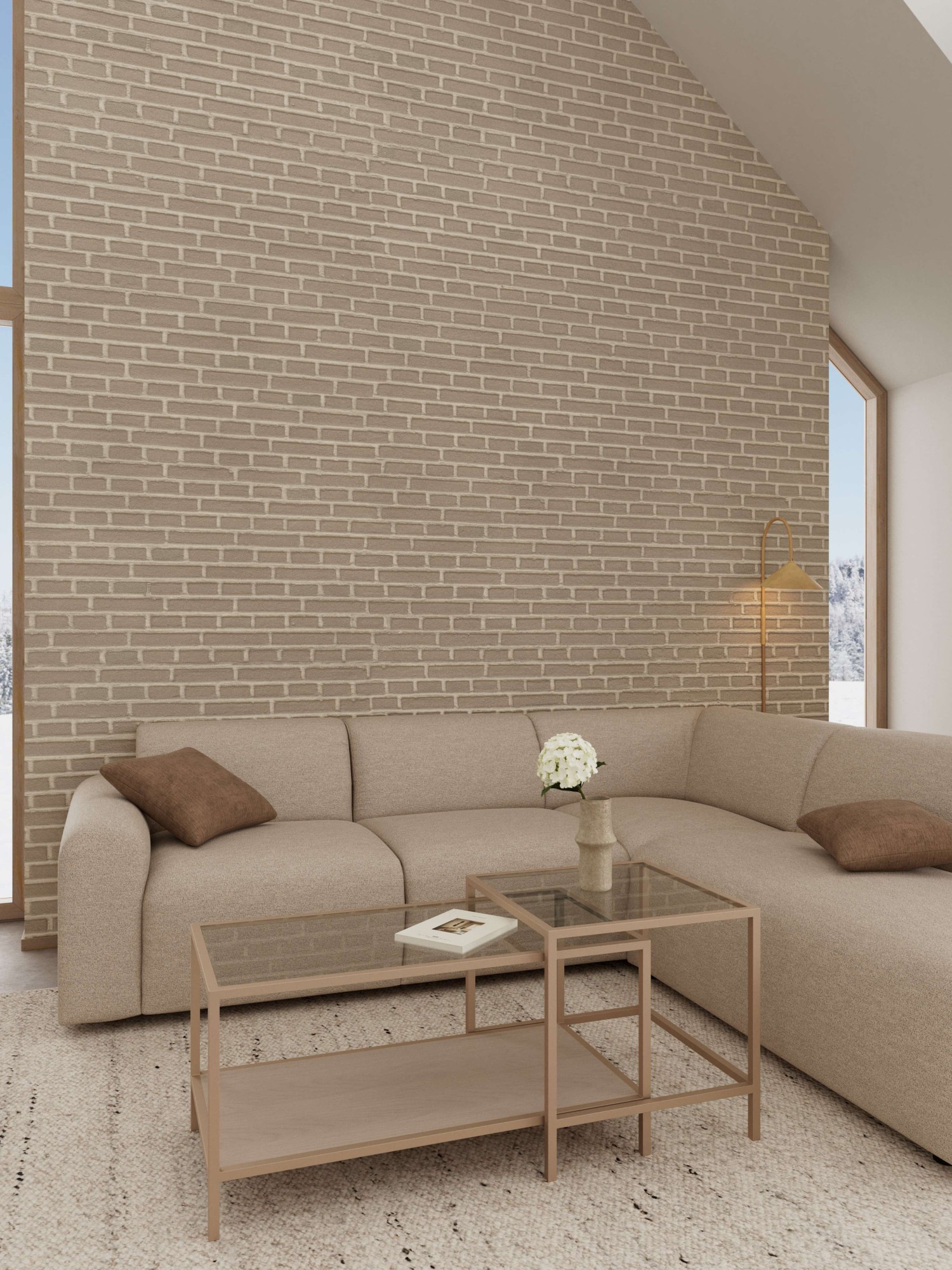 ACTONA GROUP Couchtisch "Seaford Kaffeetisch, Wohnzimmertisch" Couchtisch-Set mit Glas & Melamin, 2 Tische, 90x50x50 cm