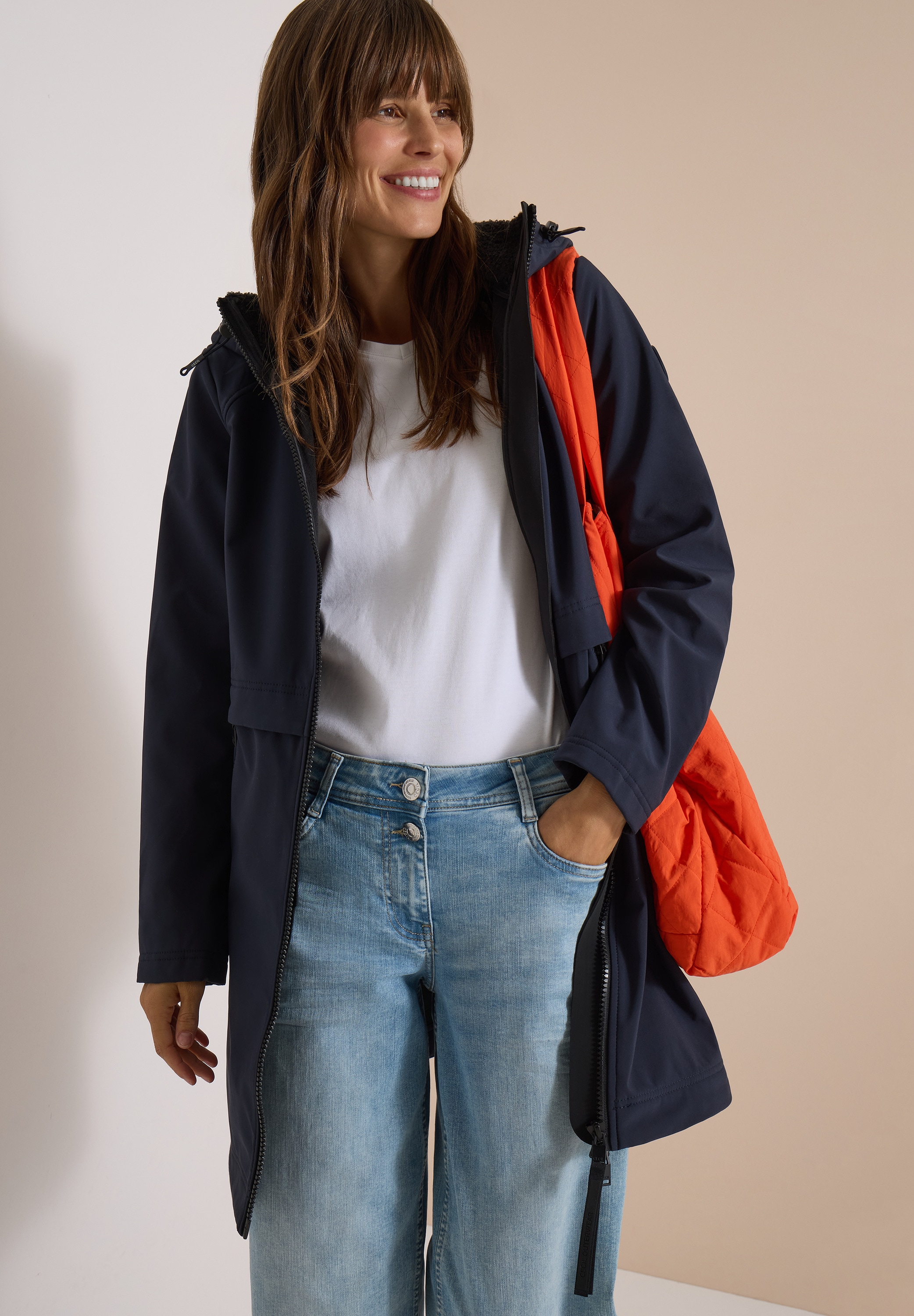 Cecil Manteau softshell avec capuche, déperlant, poches zippées