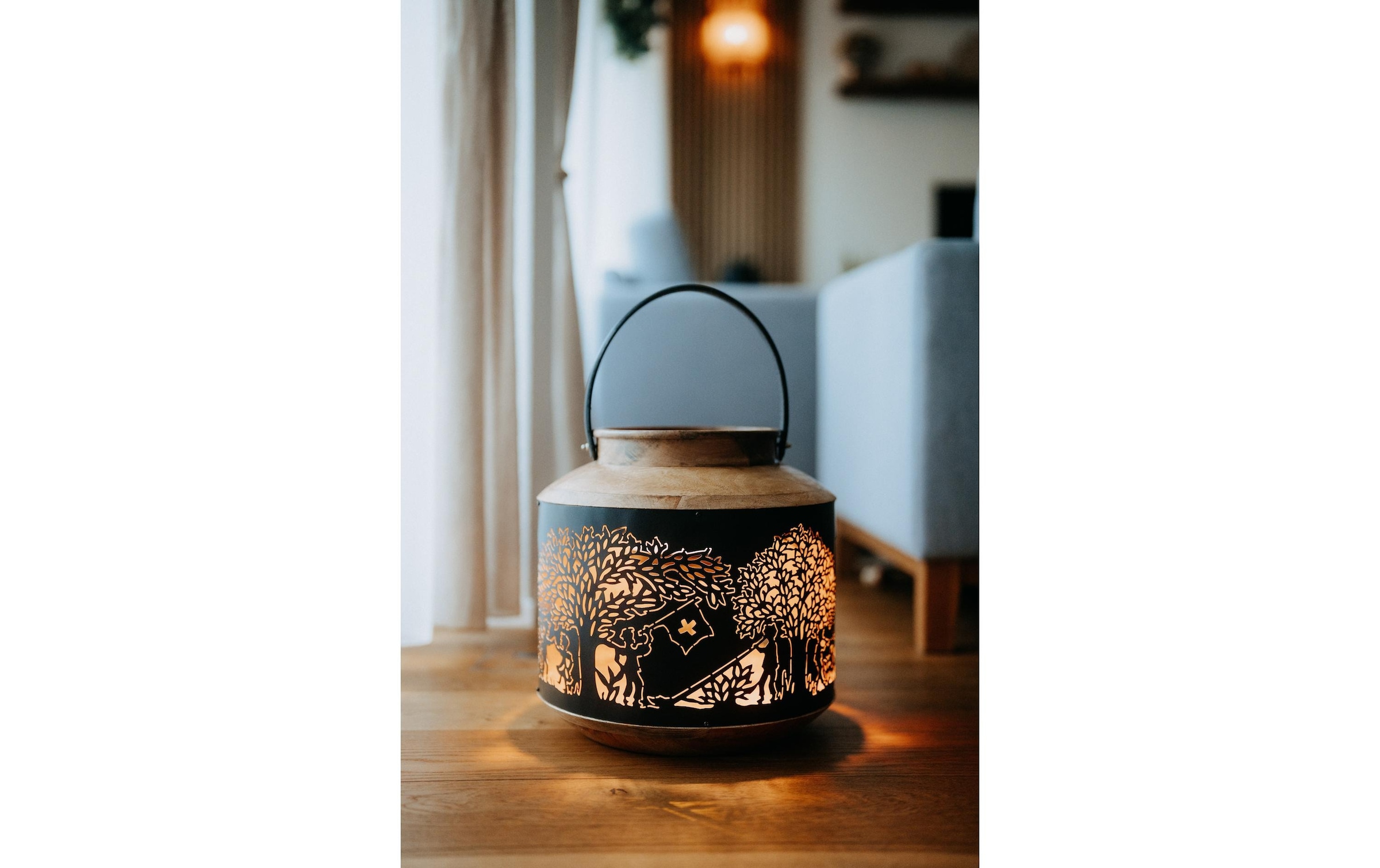 Kadastar Lanterne à bougie »Bergchilbi 37 cm« Laterne Scherenschnitt