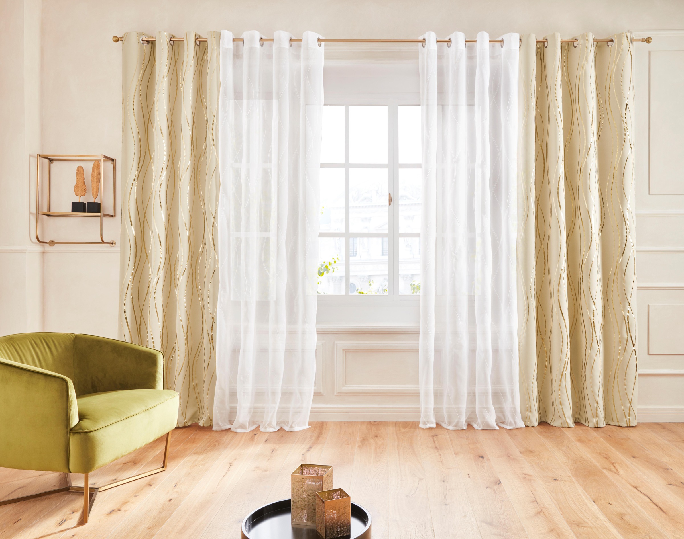 my home Gardine »Mila«, (1 St.), Wellenmuster, monochrom democratichome Edition