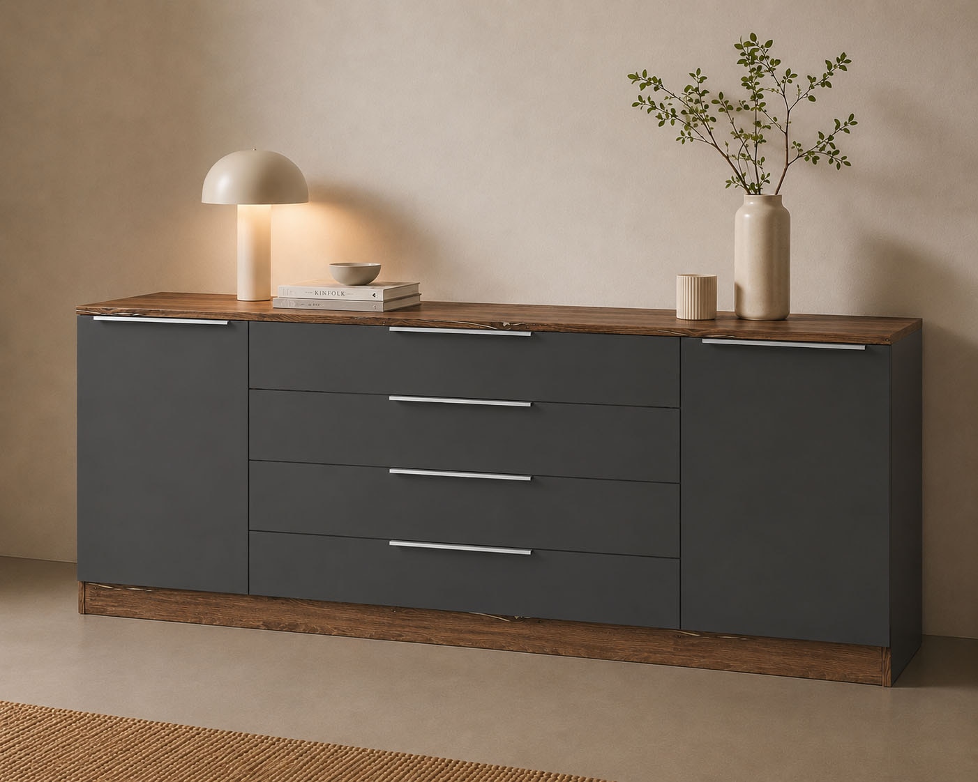 Image of borchardt Möbel Kommode "Oliva, Kommode mit Metallgriffen" Breite 200 cm, mit 4 Schubkästen