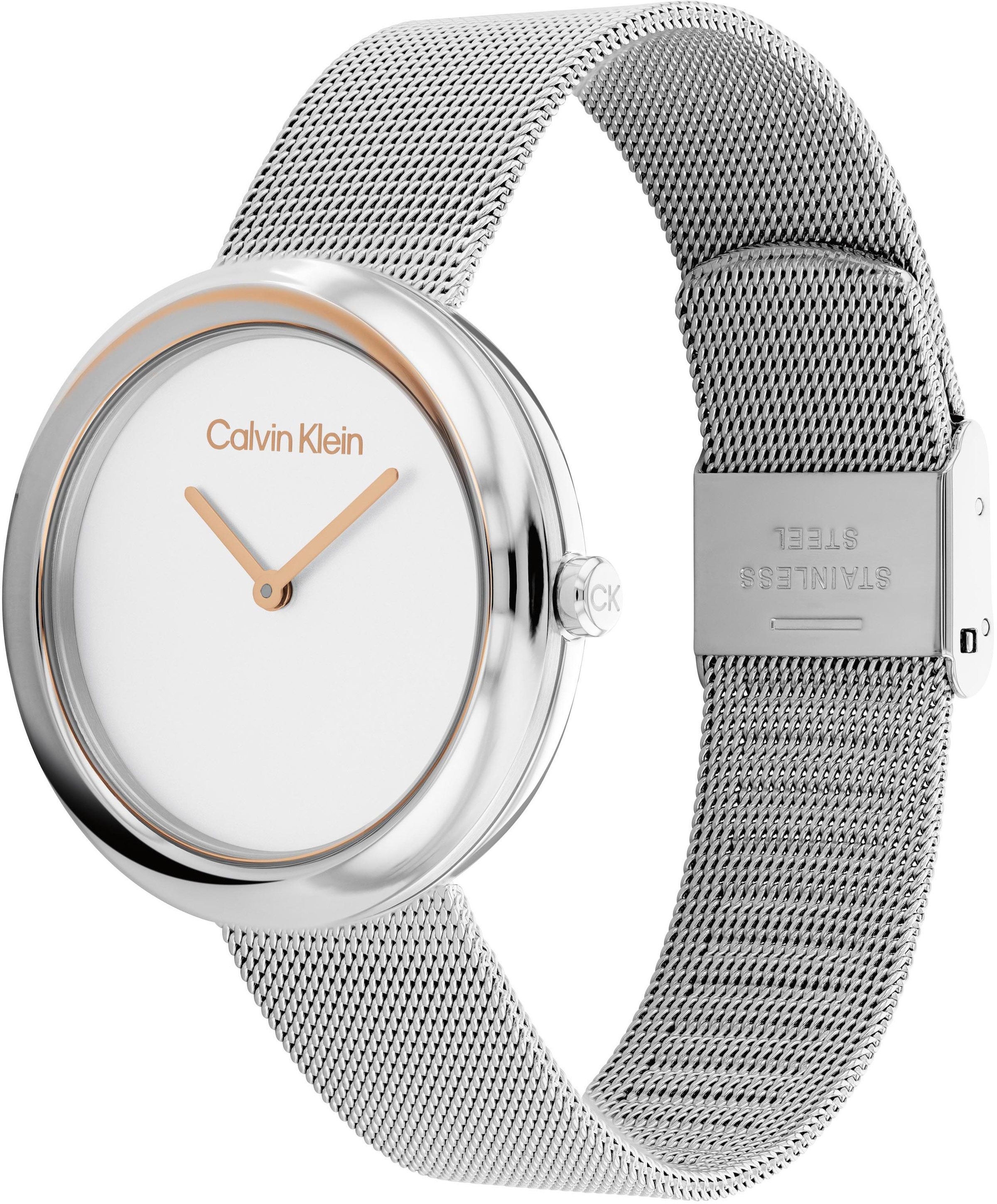 Calvin Klein Quarzuhr »Twisted Bezel, 25200011«, Armbanduhr, Damenuhr, Mineralglas, IP-Beschichtung