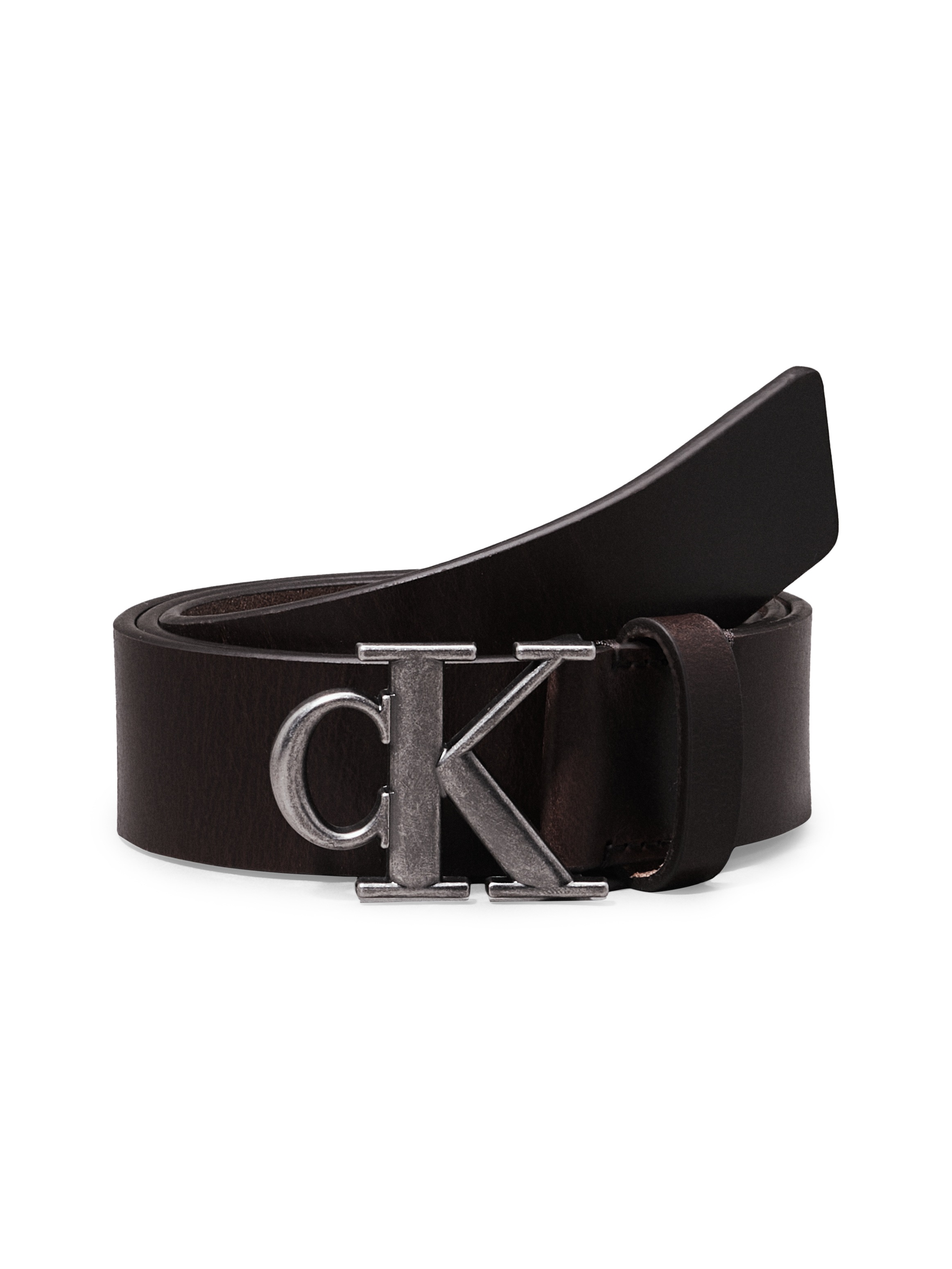 Calvin Klein Jeans Ledergürtel »ROUND MONO PLAQUE LTHR BELT 35MM«, mit CK-Logoschliesse