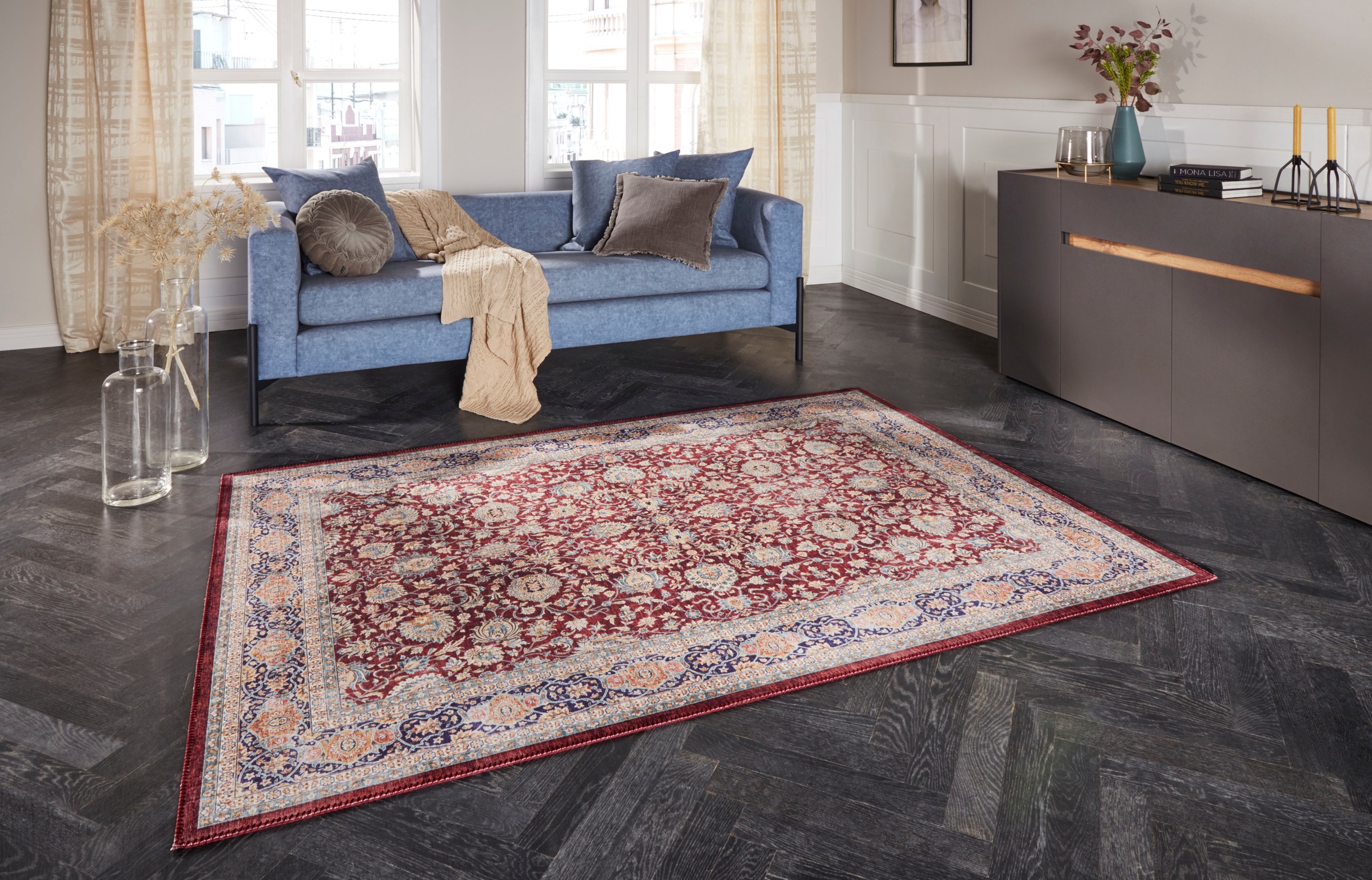 ELLE DECORATION Teppich »Keshan Maschad«, rechteckig, Orient Optik, Vintage Design, gekettelt, kräftige Farben