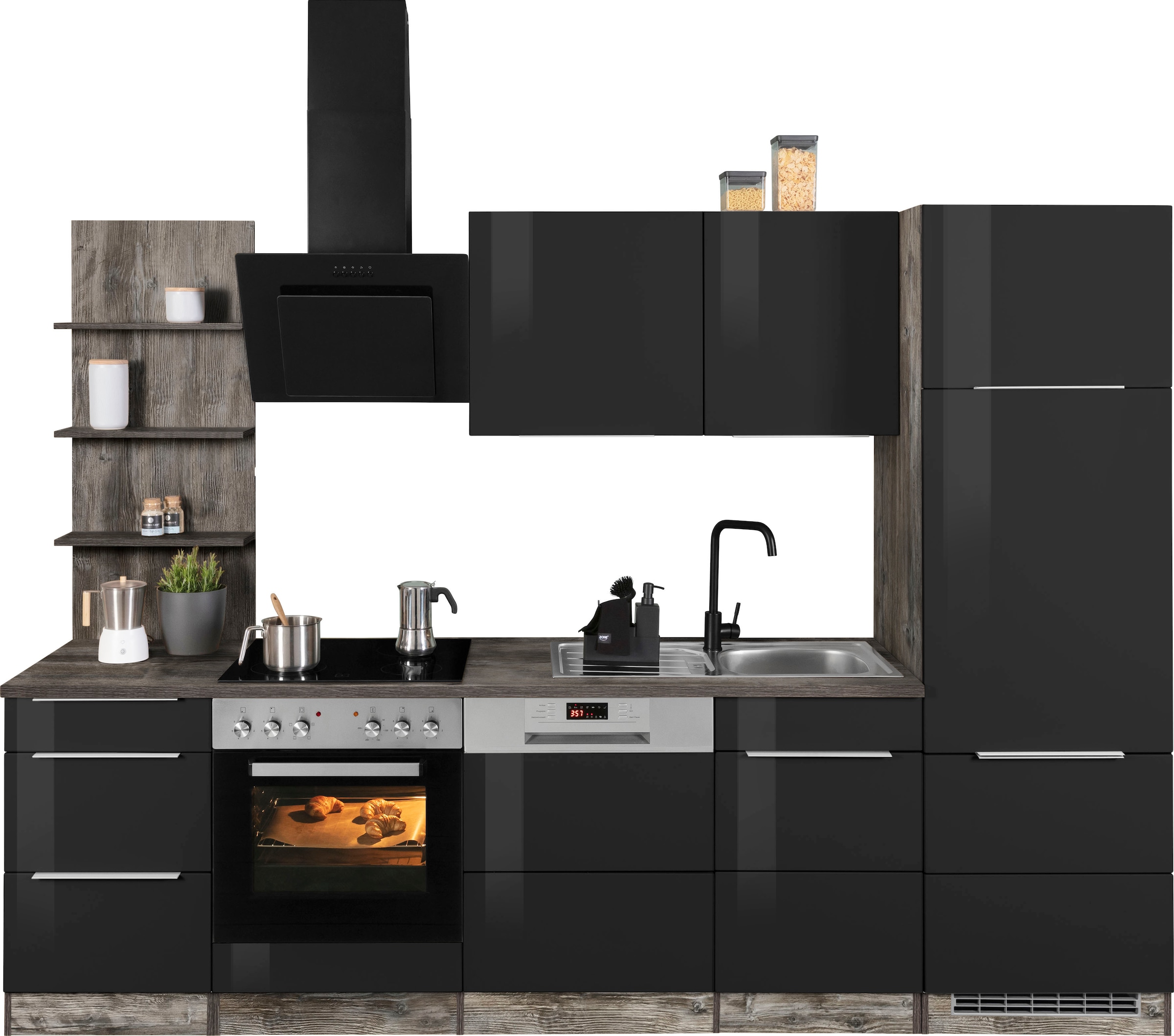 Image of KOCHSTATION Küchenzeile "KS-Brindisi" Breite 280 cm, wahlweise mit E-Geräten, mit MDF-Fronten und Regal