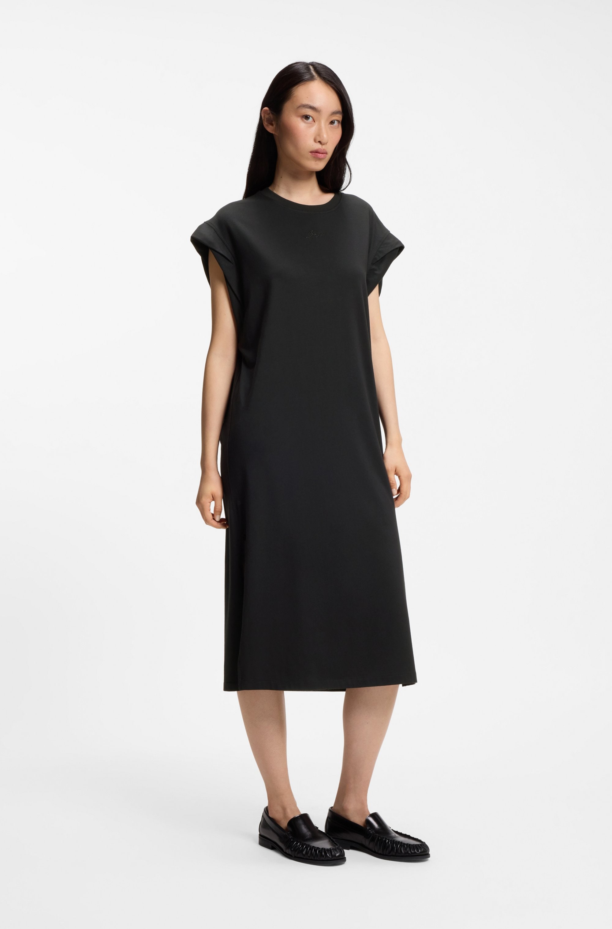 BOSS ORANGE Robe en jersey »Edress Premium Damenmode« mit Schlitzen, Logoschriftzug