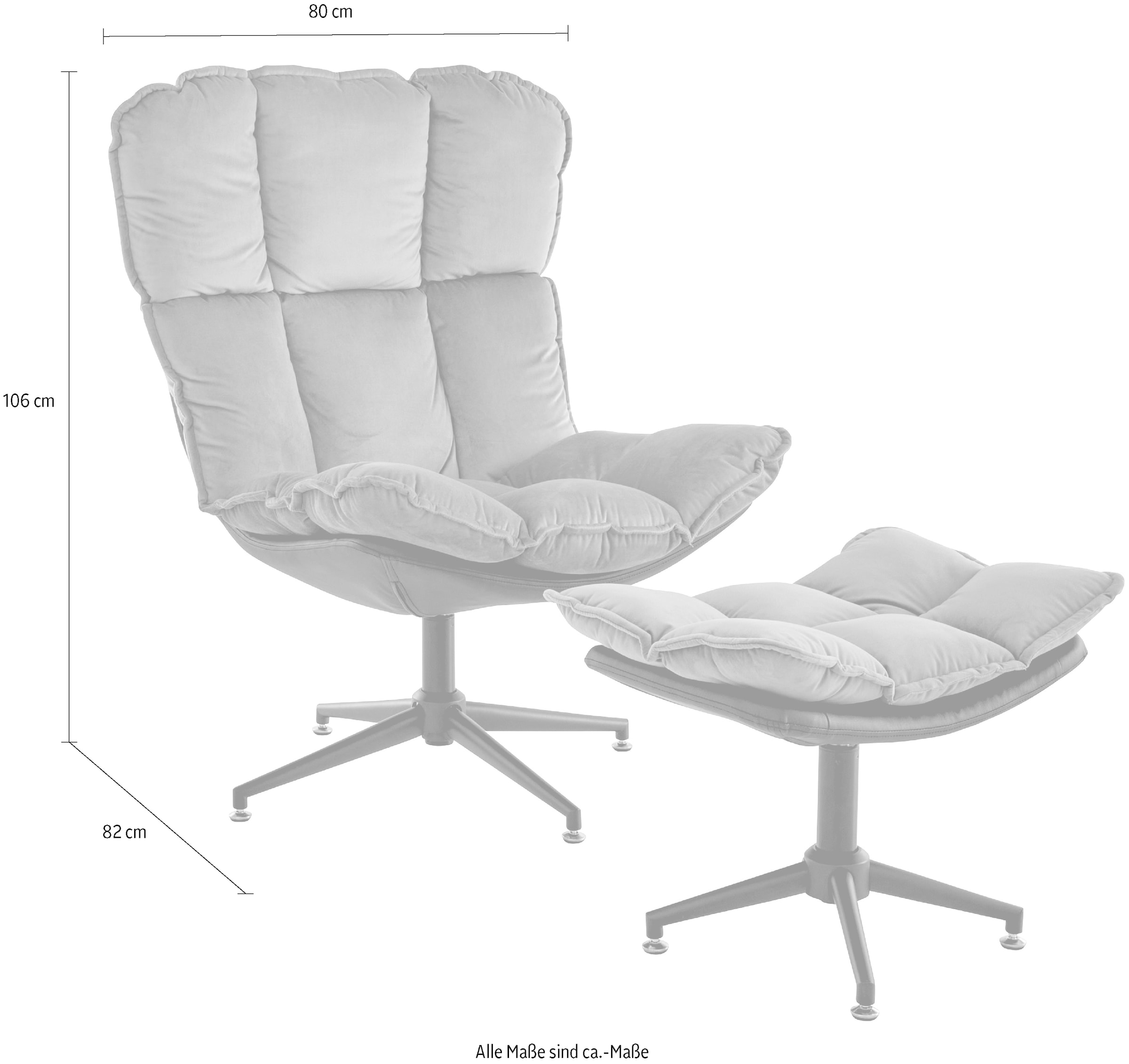 Guido Maria Kretschmer Home&Living Drehsessel »Seet, Polstersessel mit Hocker,«, (2 St.), 360° drehbar, Relaxsessel inkl. Hocker