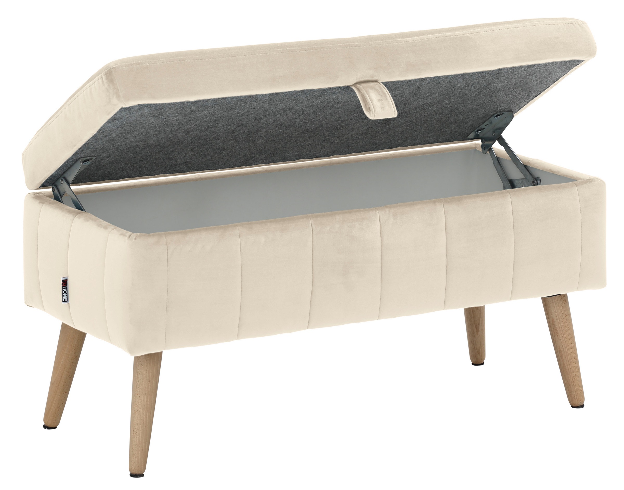 INOSIGN Truhenbank »AMIRA Sitzbank mit Stauraum, Masse B/T/H: 81/36/43 cm«, mit Staufach, in 3 Bezugsqualitäten mit feiner Steppung