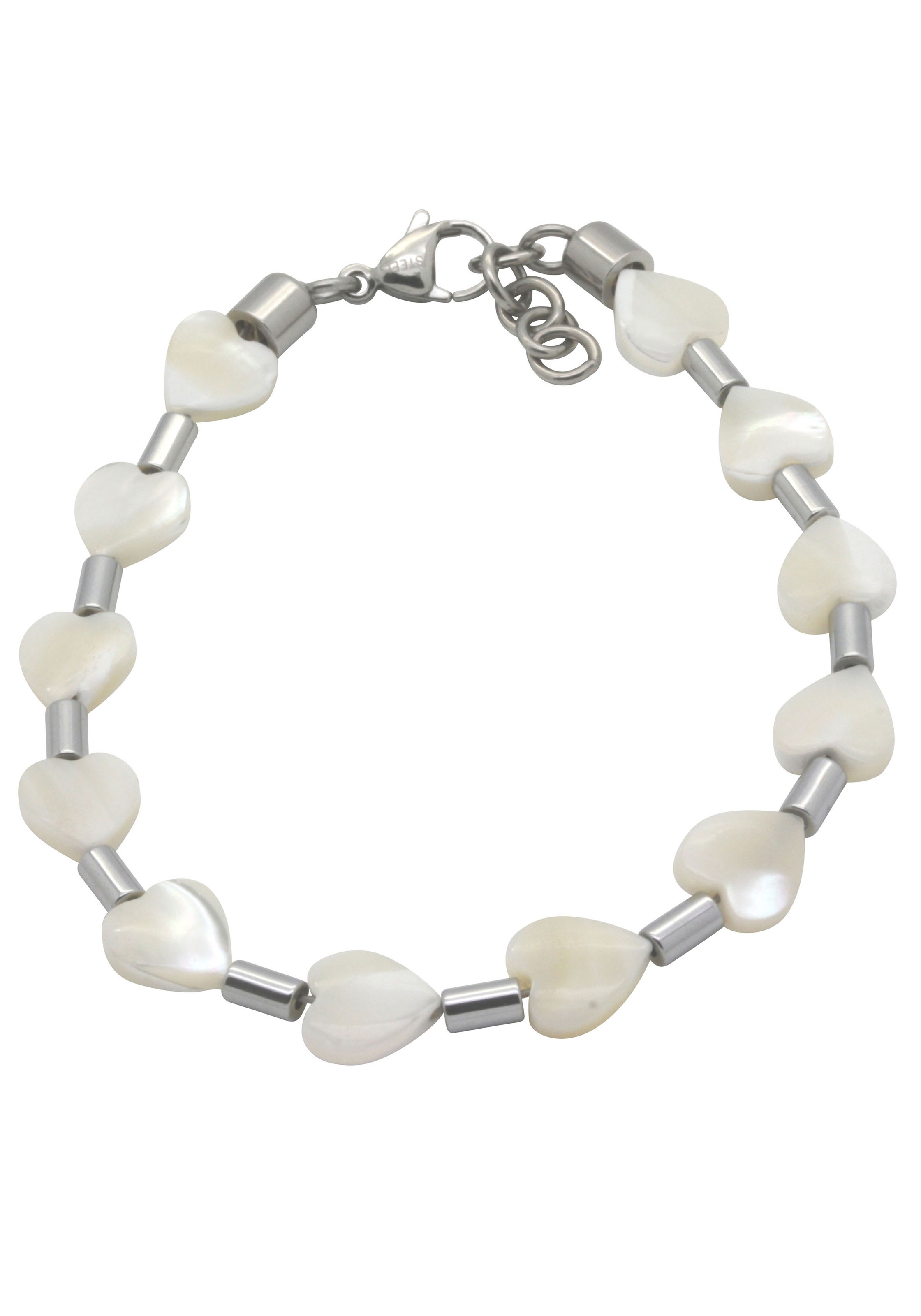 Image of Firetti Armband »Herzen, Glanzoptik, massiv«, mit Perlmutt und Hämatit, Made in Germany bei Ackermann Versand Schweiz