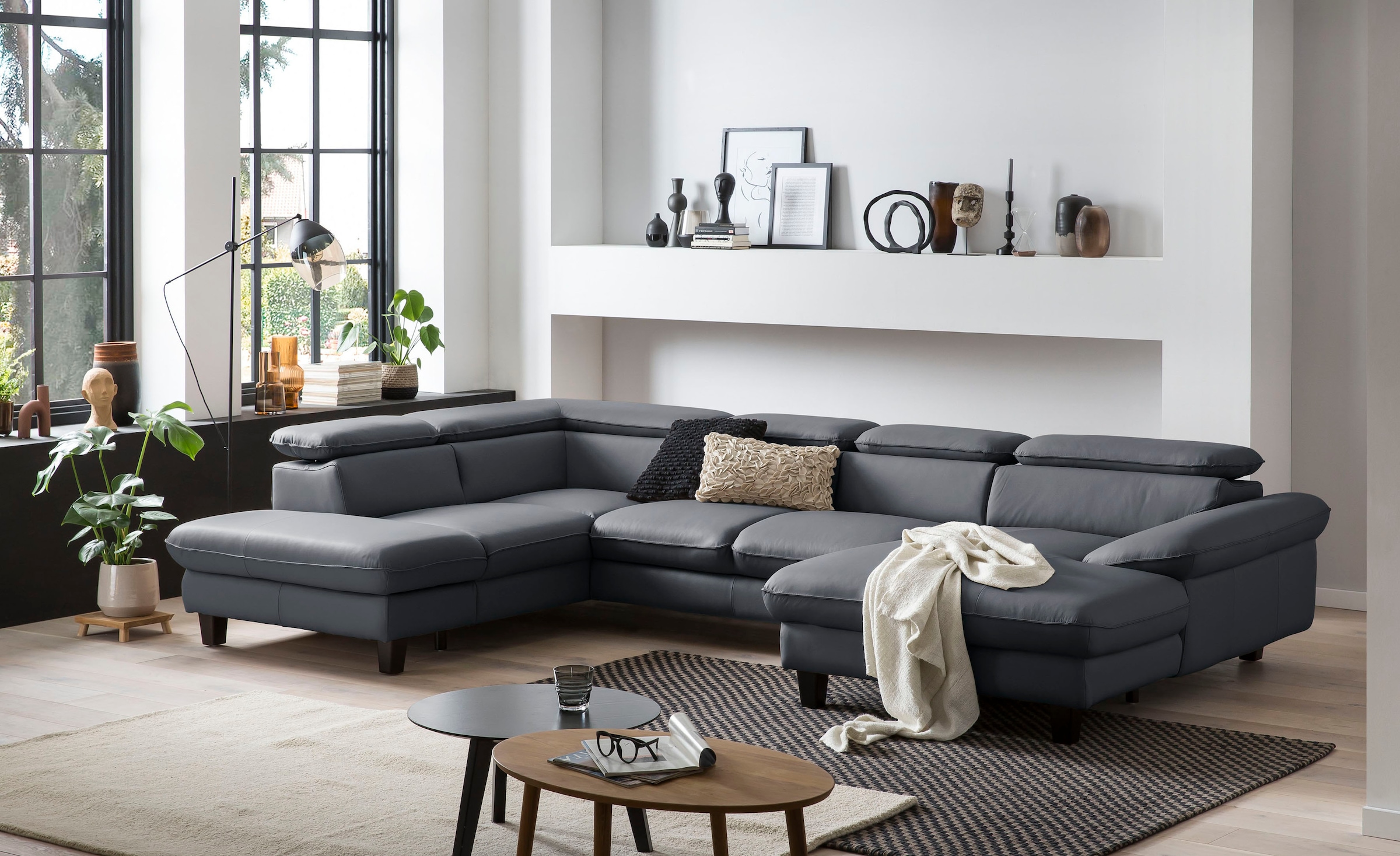 Home affaire Paysage de salon »Pilot U-Form« avec réglage de la tête, optionnellement avec fonction couchage & coffre de lit