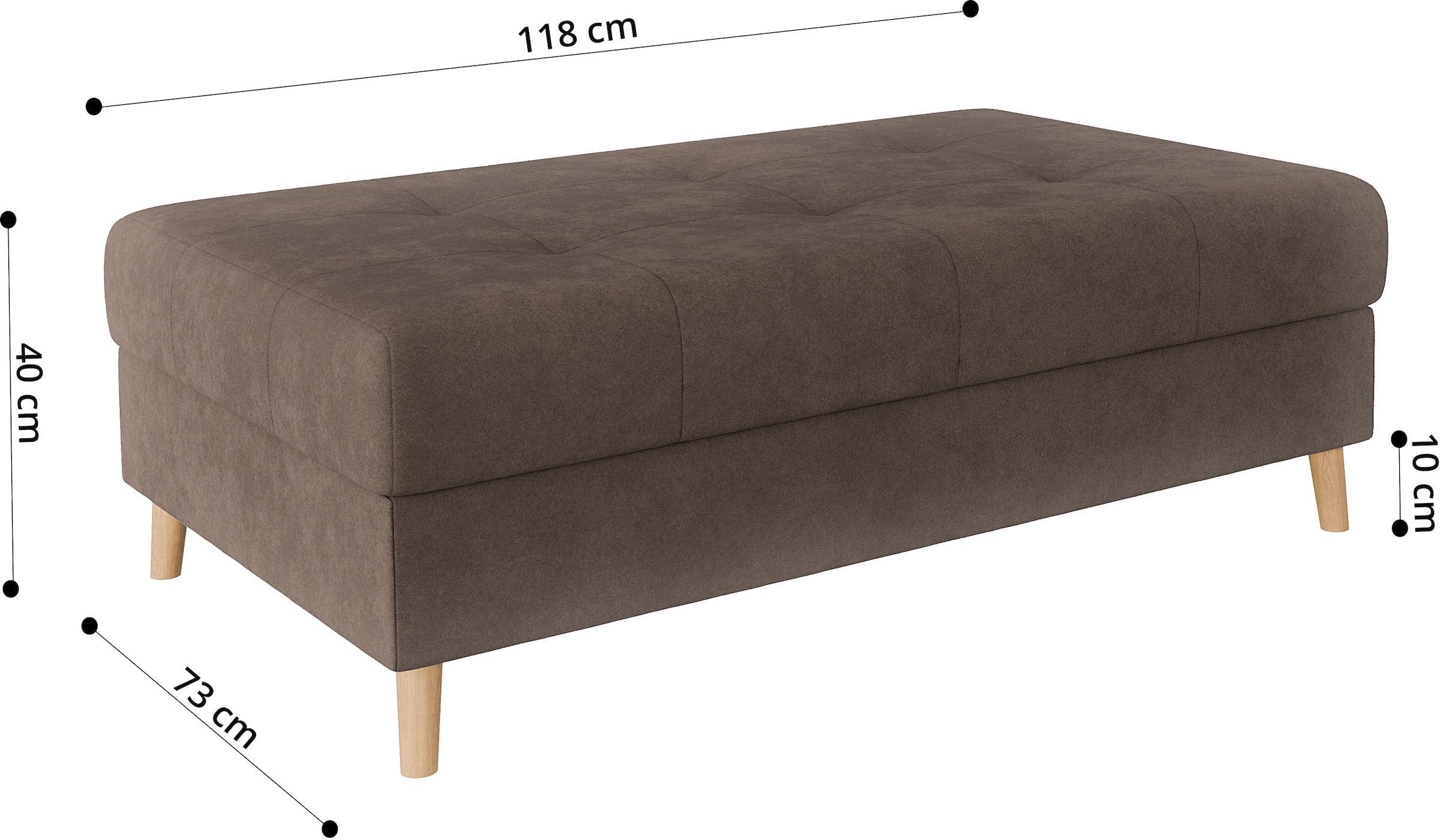 Home affaire Polsterhocker »CHARRE XXL, Steppung im Sitzbereich, Masse: B/T/H: 118/73/40 cm« passend zur Serie CHARRE, auch in Cord und Bouclé,