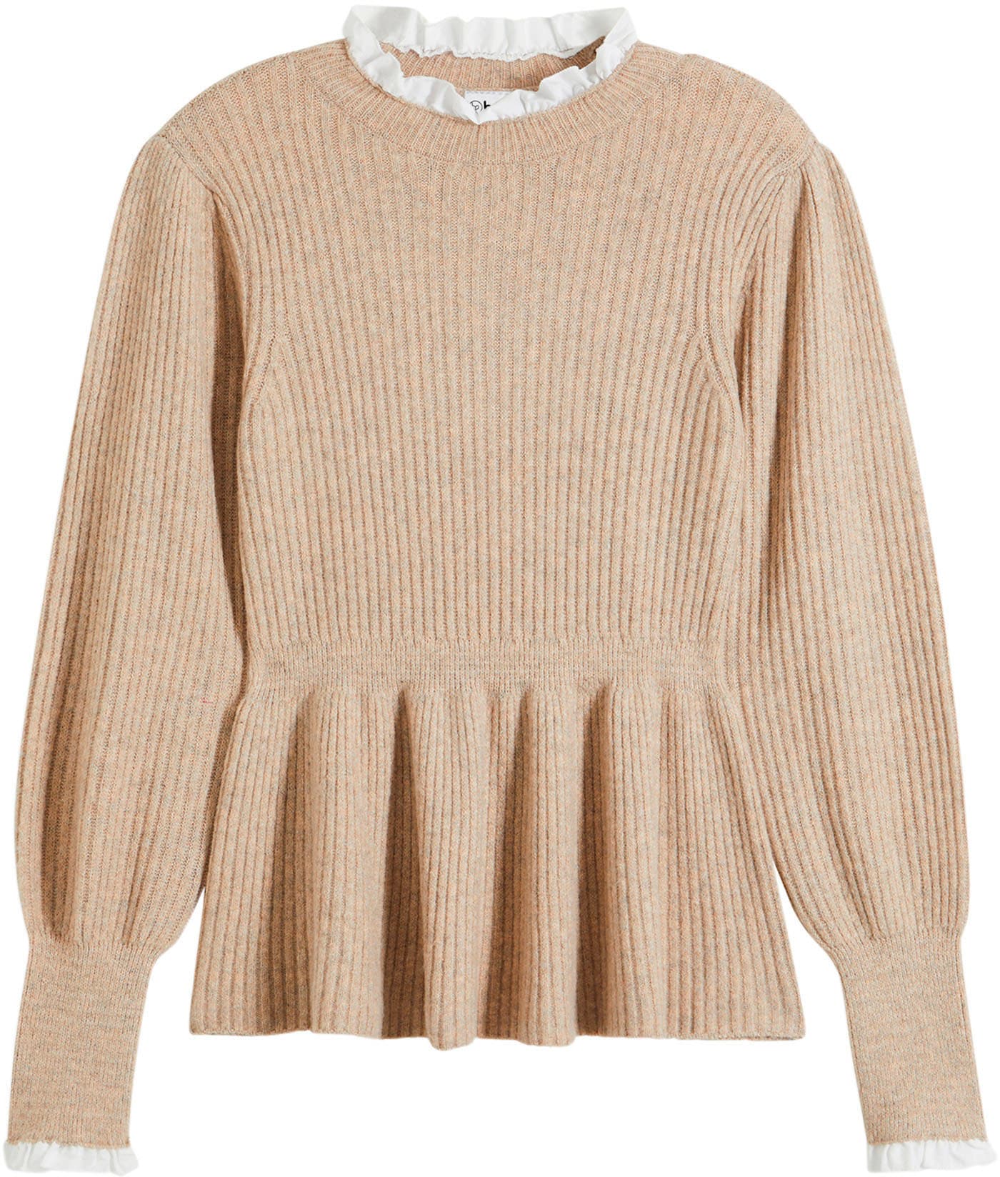 bonprix Strickpullover »Pullover« mit Blusen-Einsatz, Ballonärmel mit breitem Bündchen, tailliert