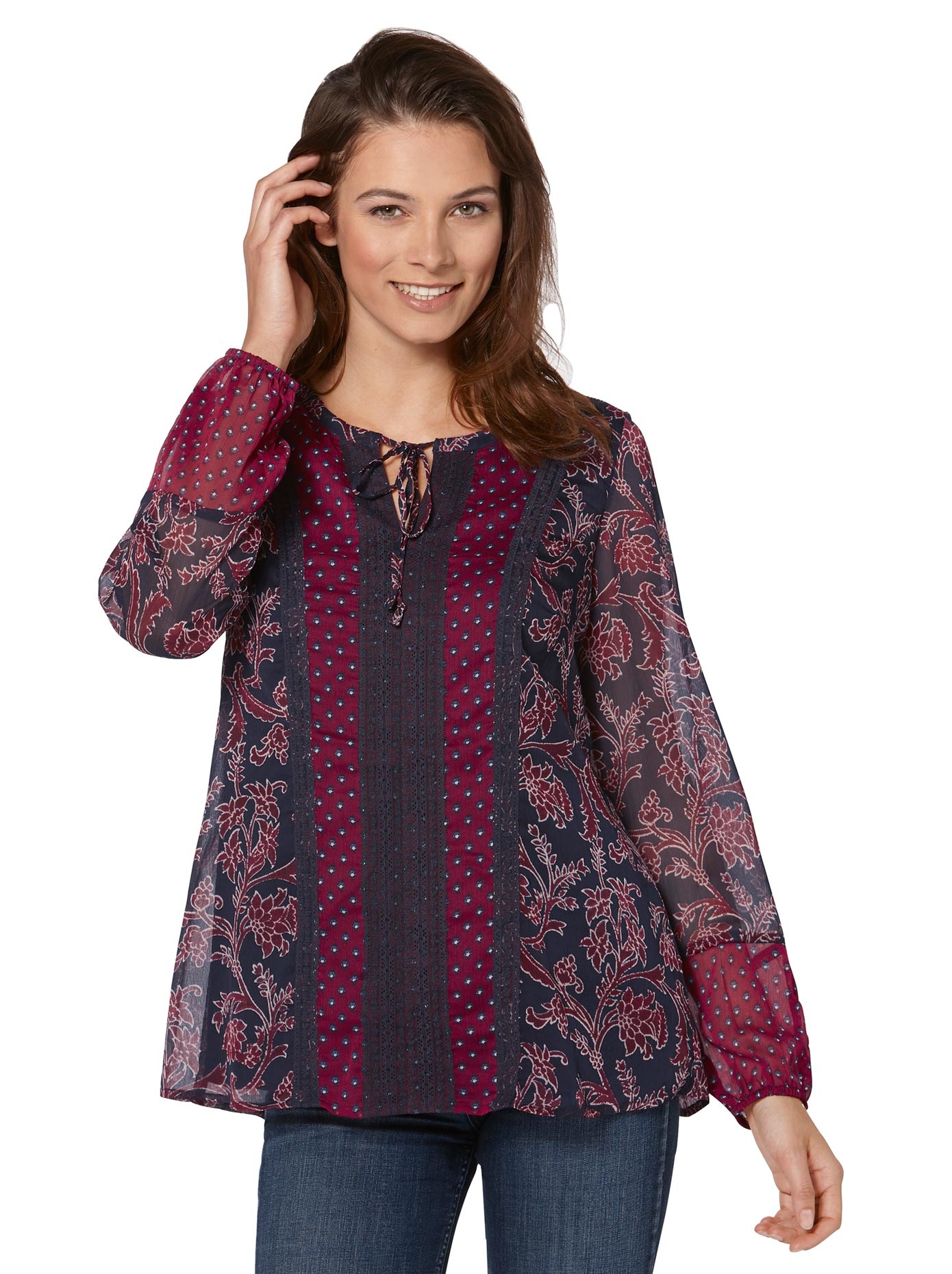 Bluse in leicht transparenter Chiffon-Qualität