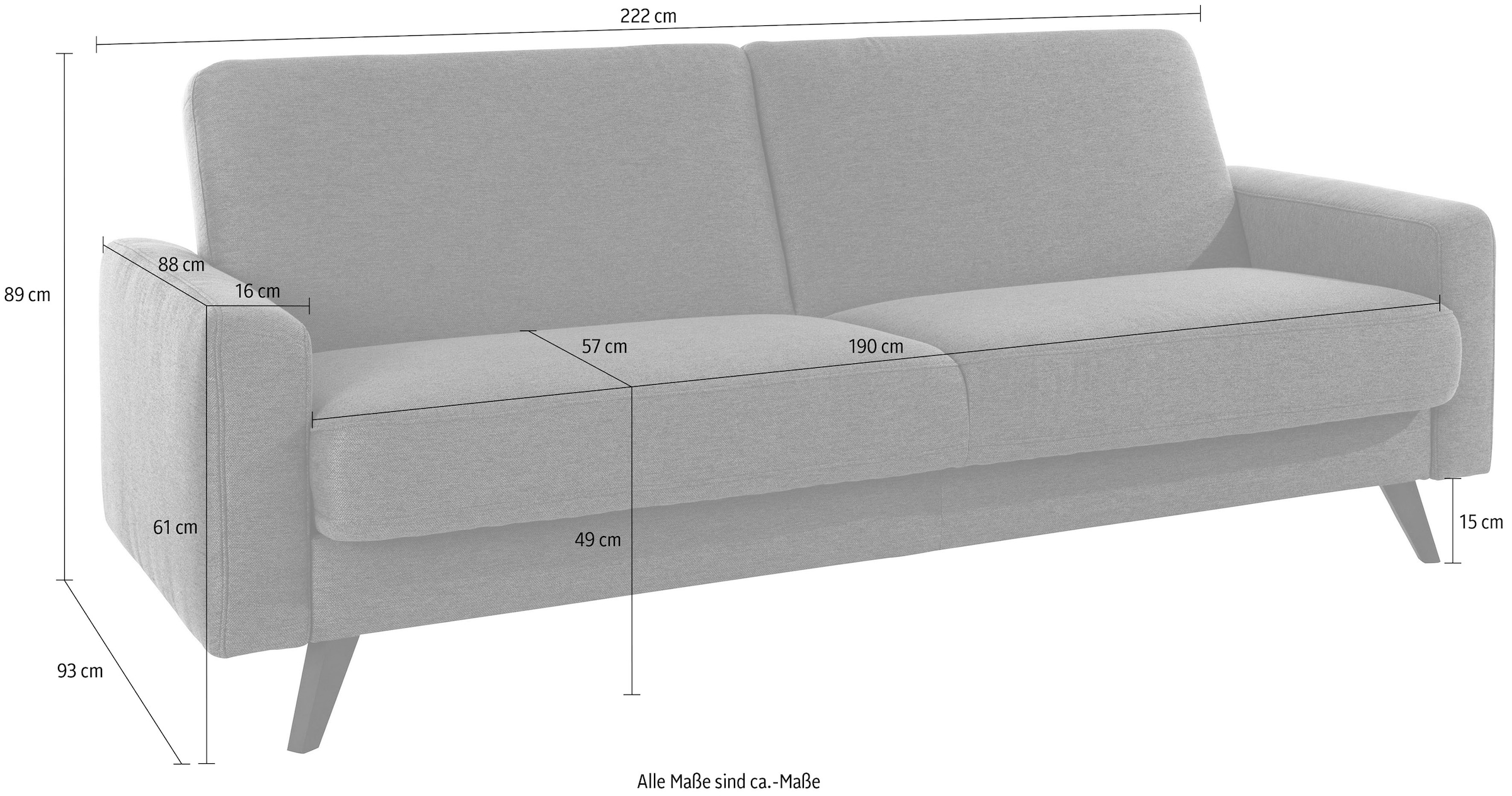 exxpo - sofa fashion 3-Sitzer »Samso, elegant und bequem, toller Sitzkomfort, Schlafsofa« Kippcouch, inklusive Bettfunktion und Bettkasten, Komfortsitzhöhe 49cm