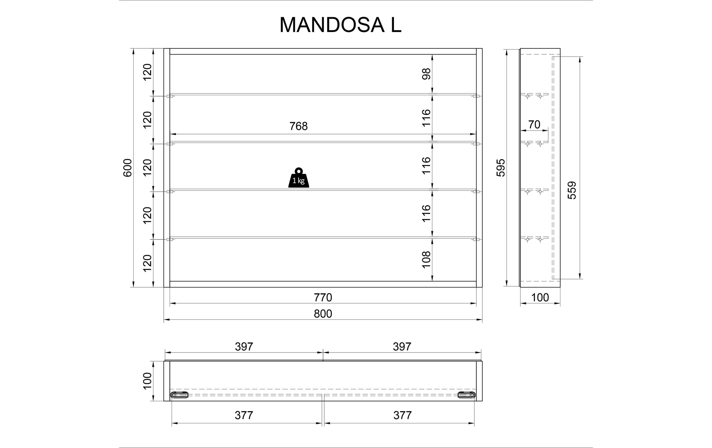 Image of VCM Vitrine "Mandosa L 80 x 60 cm"