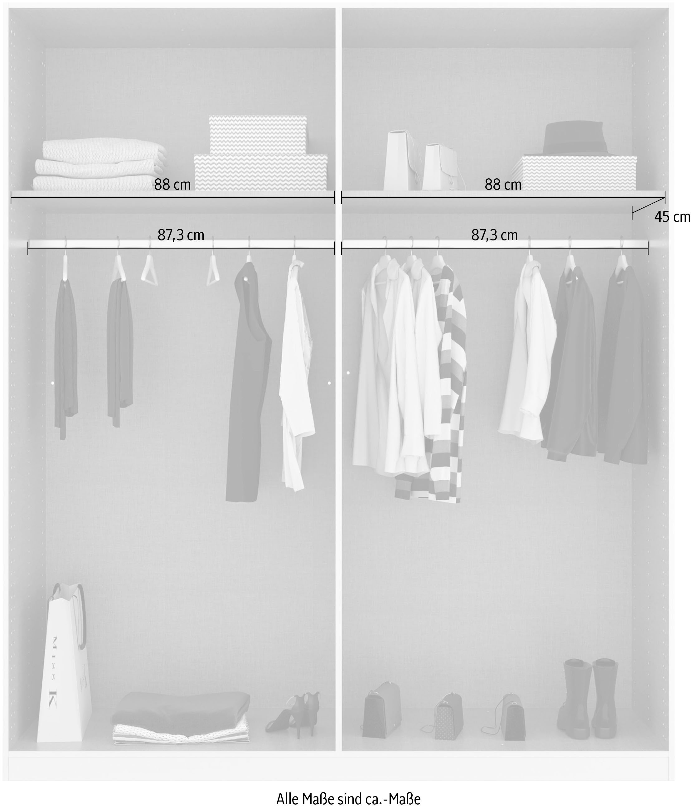 rauch Drehtürenschrank »Kleiderschrank Schrank Garderobe Ankleide COTTAGE BY QUADRA SPIN« Breiten: 181/226/271 cm, Höhe 210 cm,  in skandinavischem Landhausstil, mit Spiegel